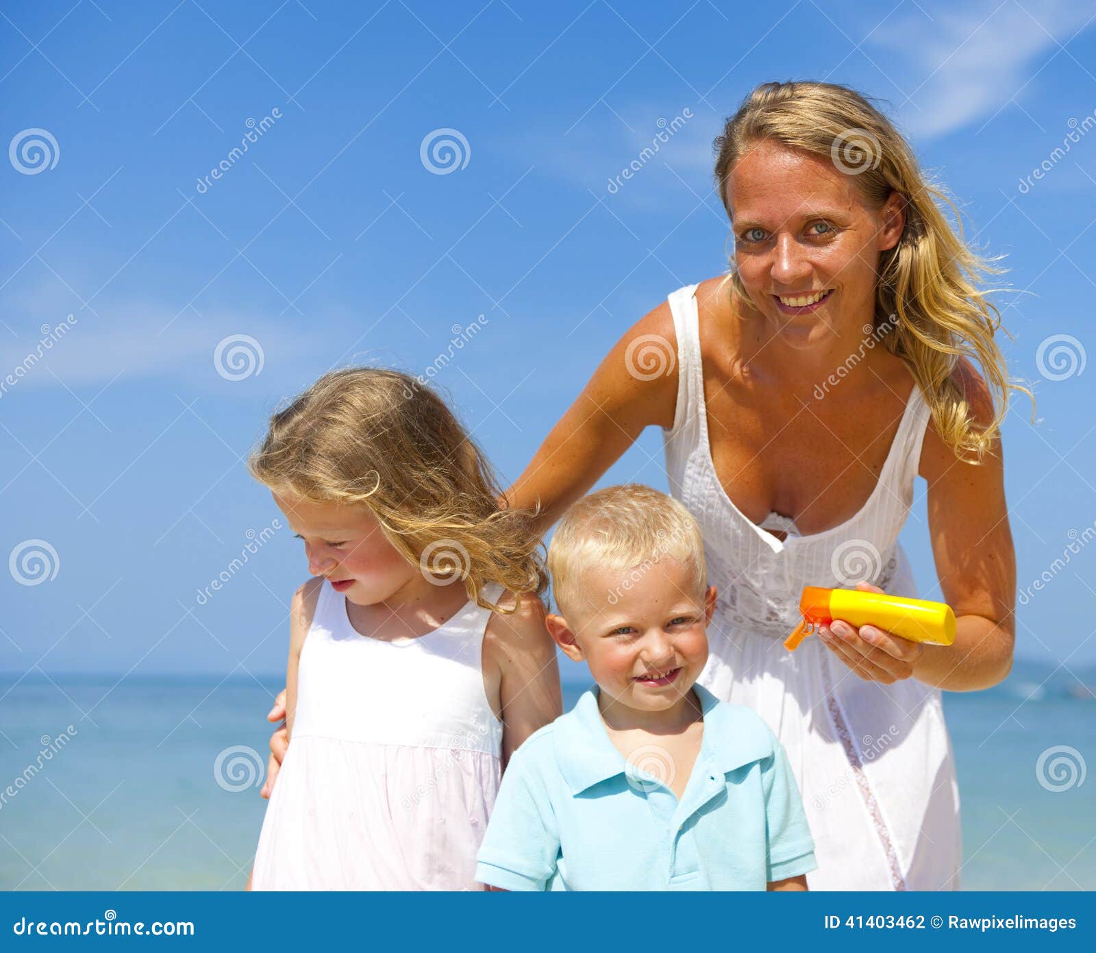Sun Protection on the Beach Stock Photo Image of body, mother 41403462