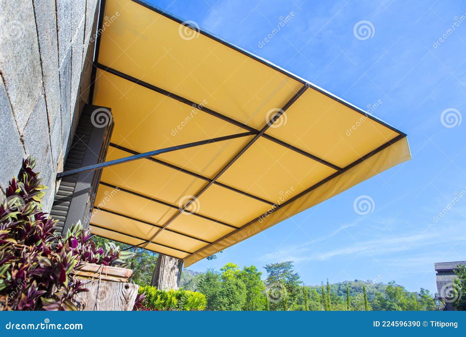 Sun Protection Canvas in Front of the Restaurant Stock Photo Image of