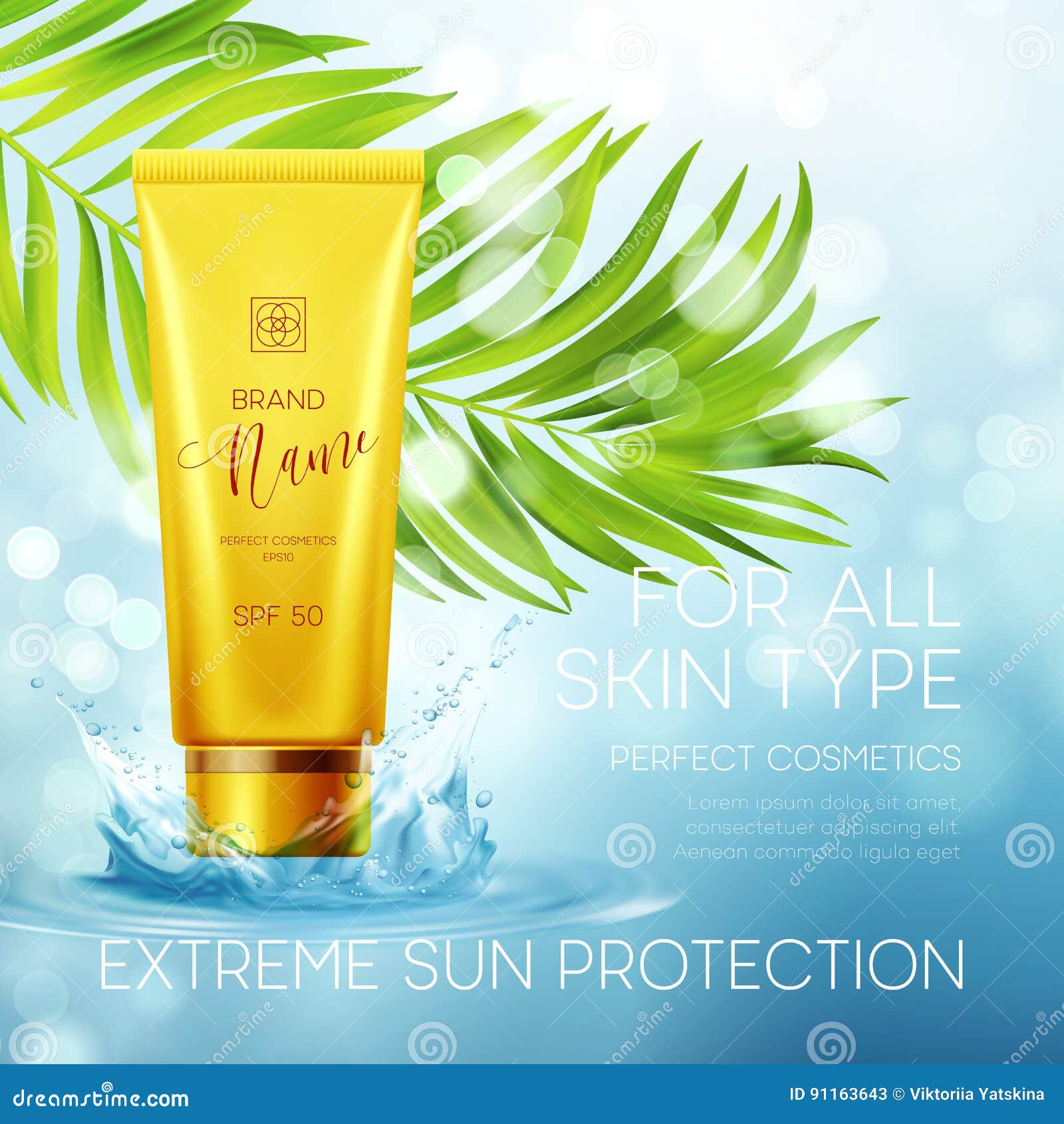 Sun Protection Cosmetic Products Design Template. Vector Illustration