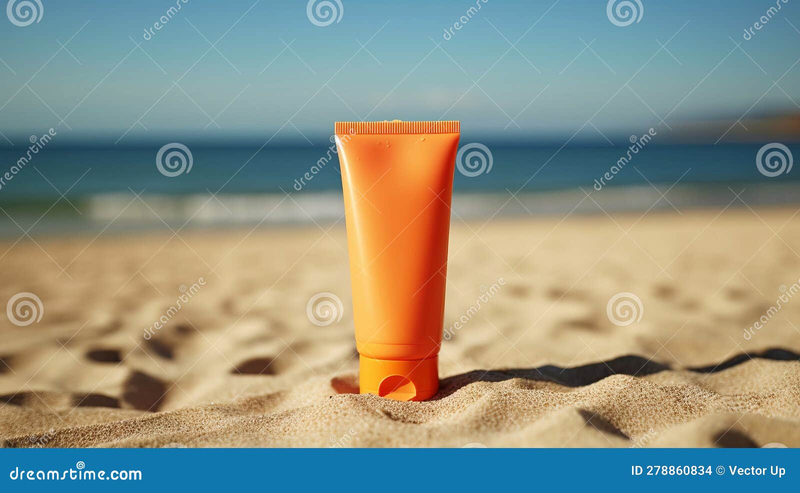 Sun Protection Lotion on Sea Beach Close-up. Generative AI Stock ...