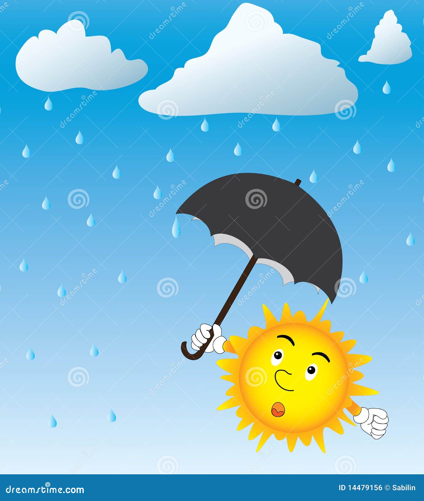 Sun and rain stock illustration. Illustration of cartoon - 14479156