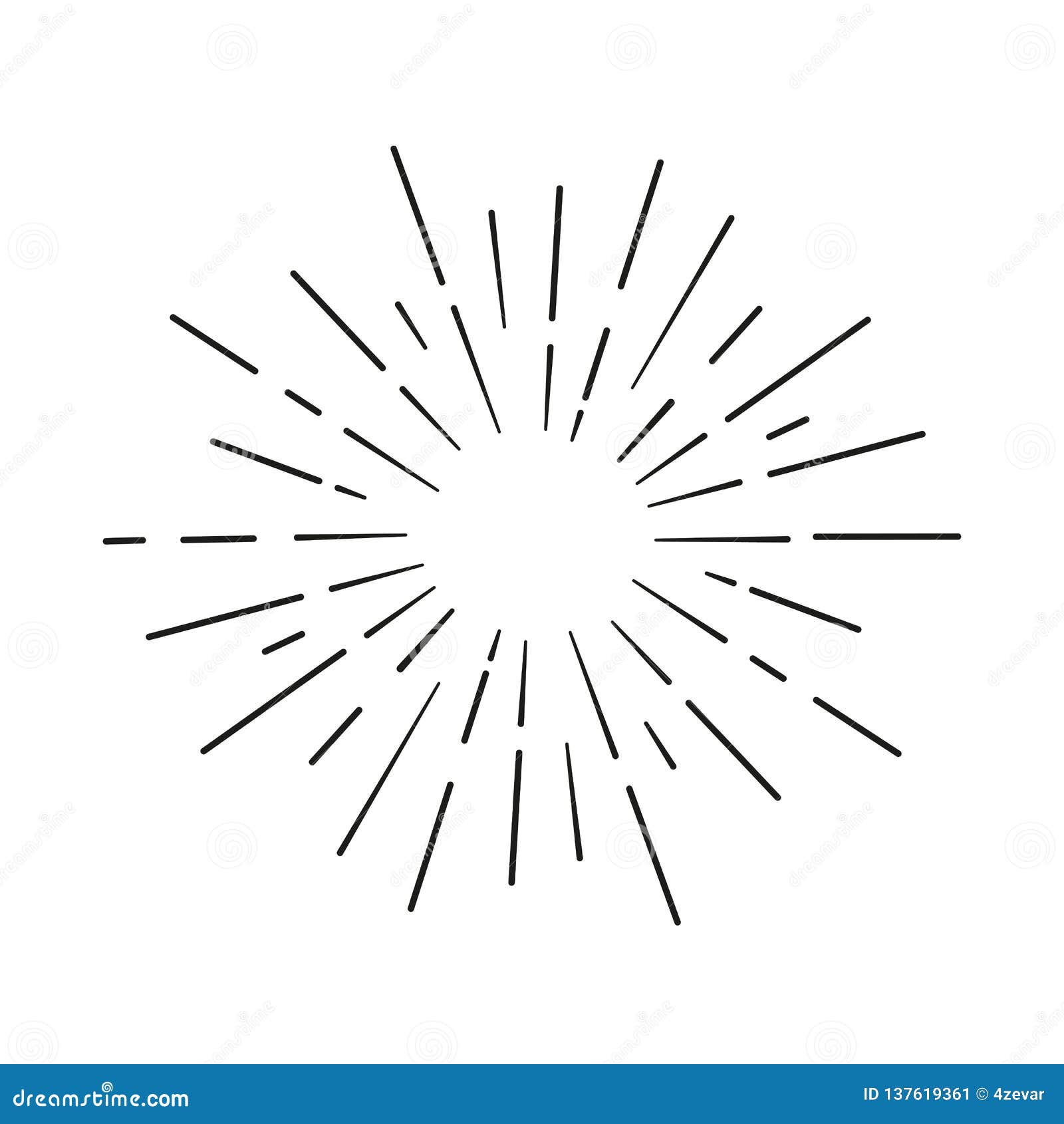 Sun Rays Hand Drawn, Linear Drawing Stock Illustration - Illustration