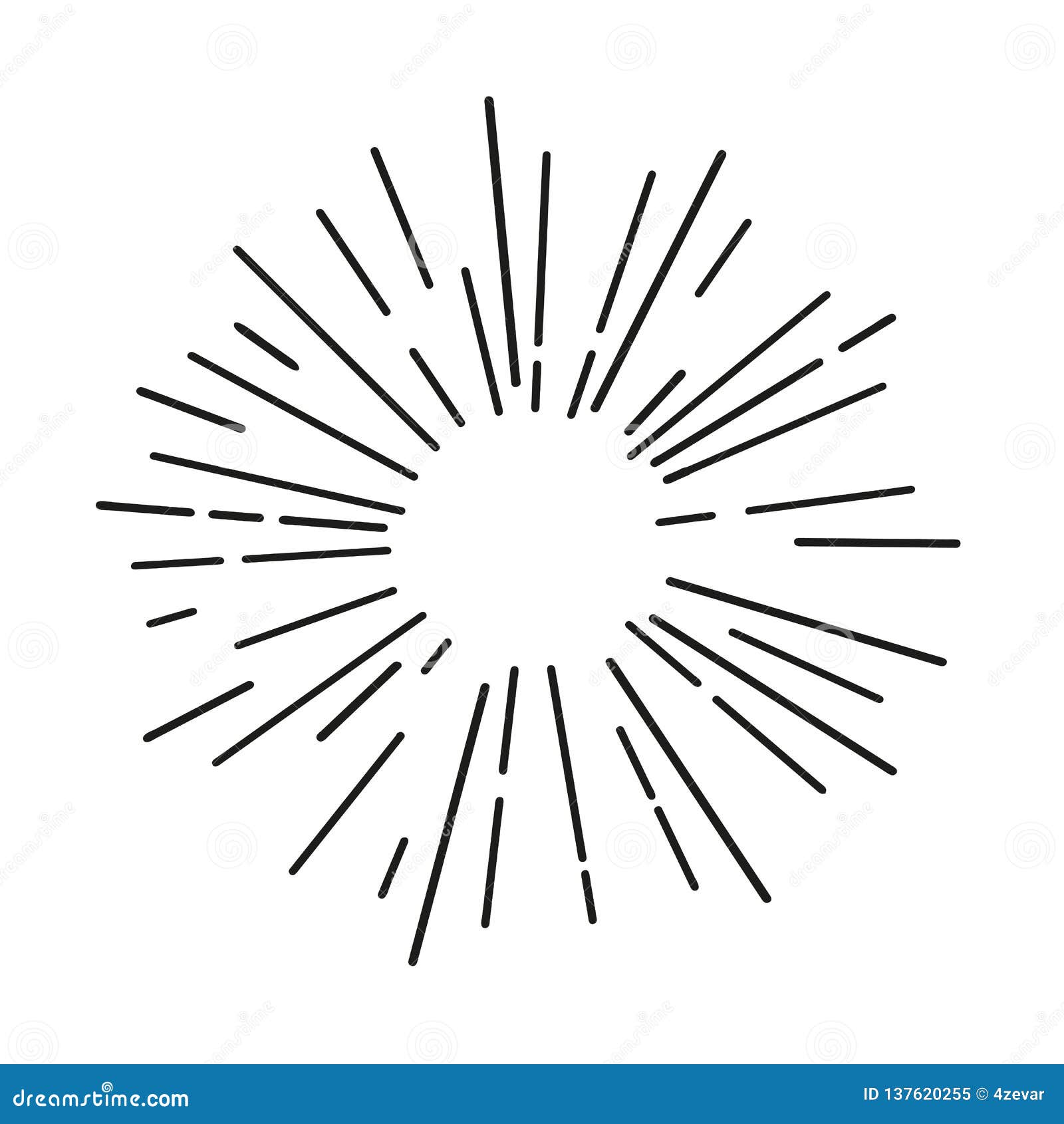 Sun Rays Hand Drawn, Linear Drawing Stock Illustration - Illustration