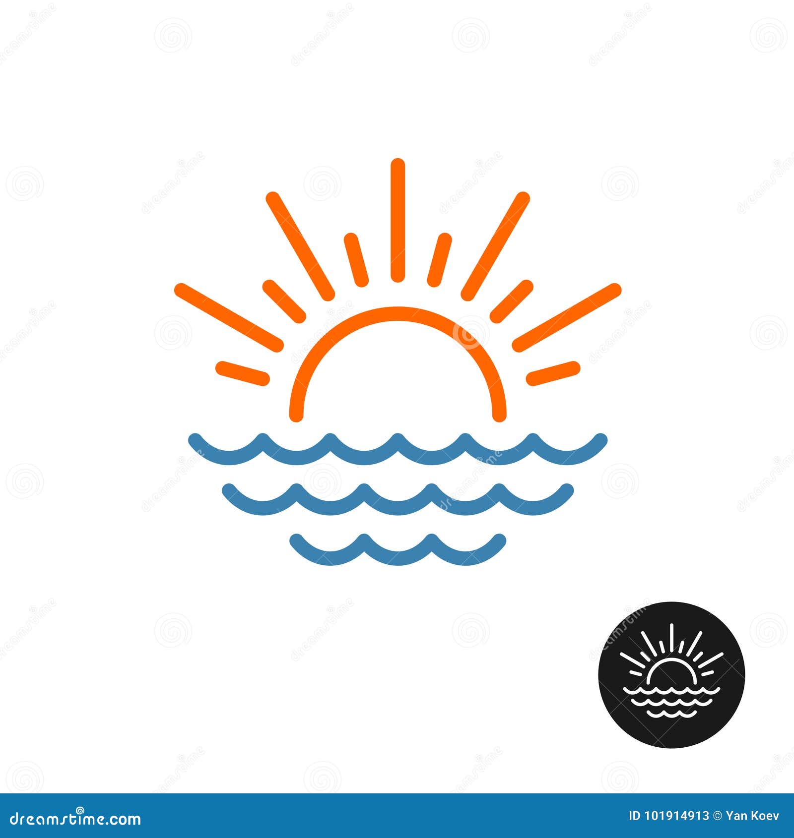 sun rays and sea waves logo.