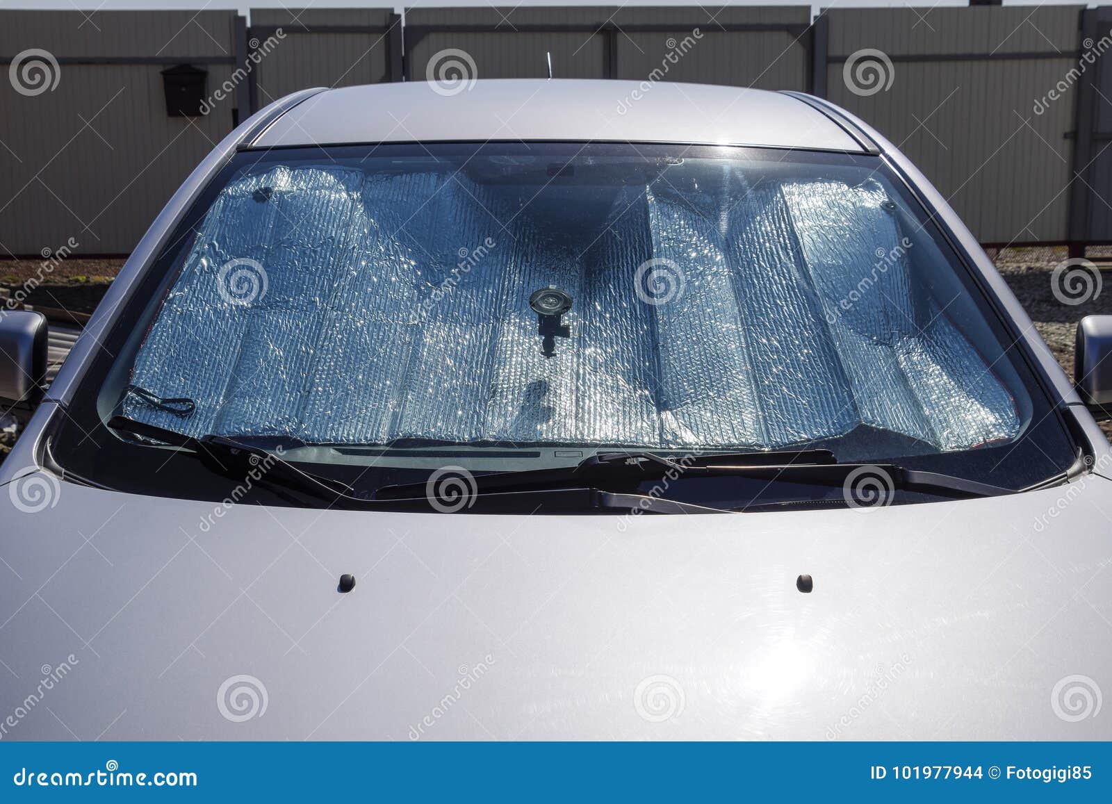 Sun Reflector Windscreen. Protection of the Car Panel from Direc Stock