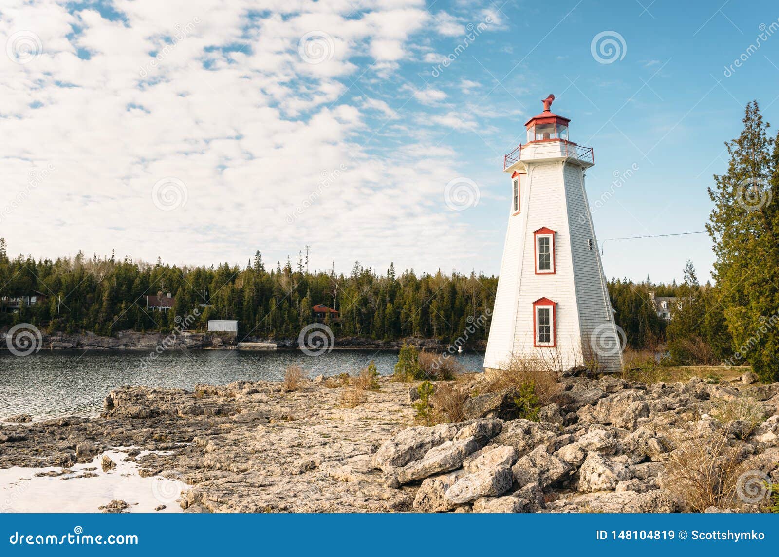 Lighthouse Overlooking Big Tub Harbour Tobermory Ontario