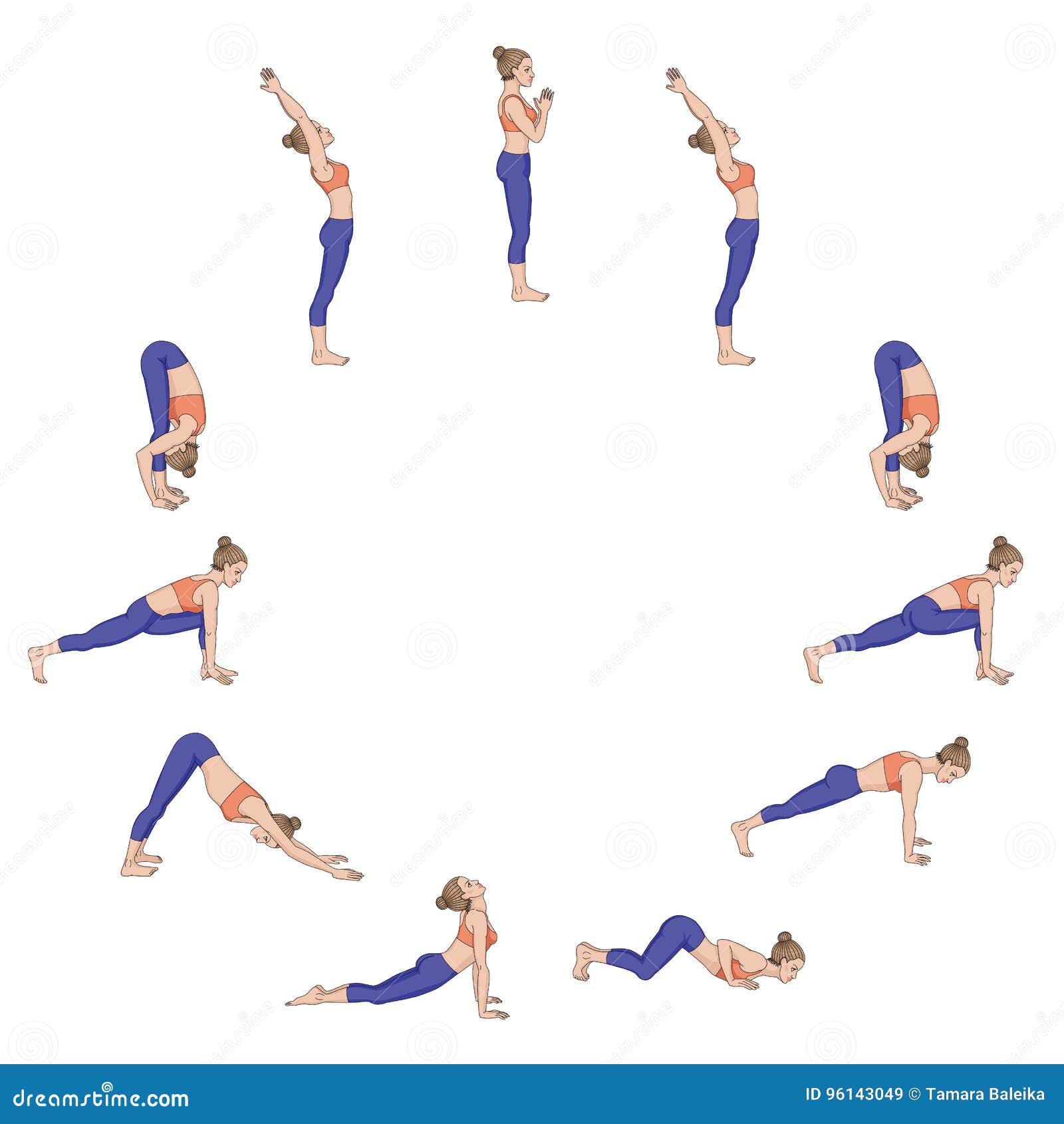 Sun Salutation Surya Namaskara Yoga Sequence Stock Vector Illustration Of Isolated Shape 96143049