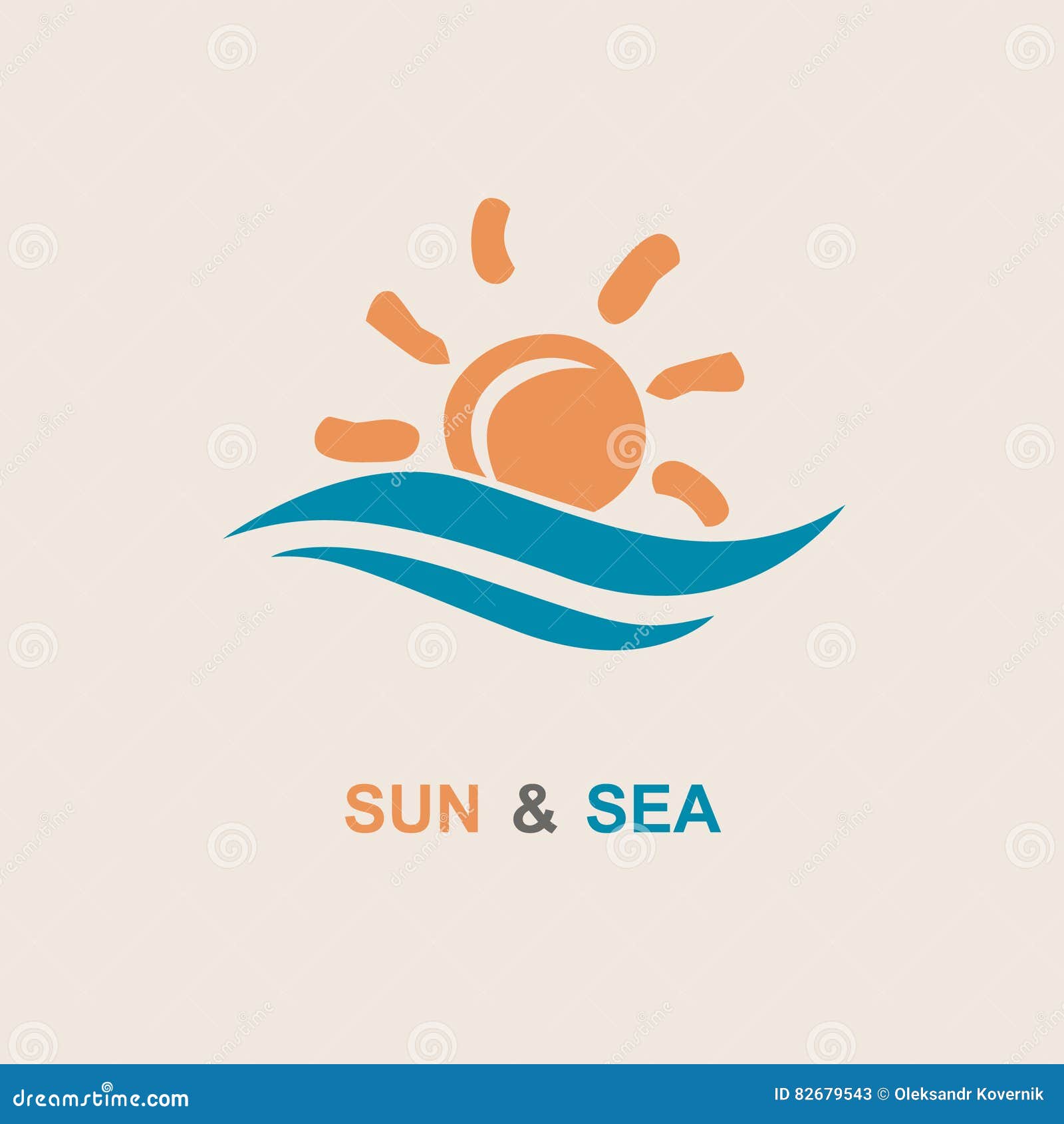 Sun and sea icon stock vector. Illustration of flowing - 82679543