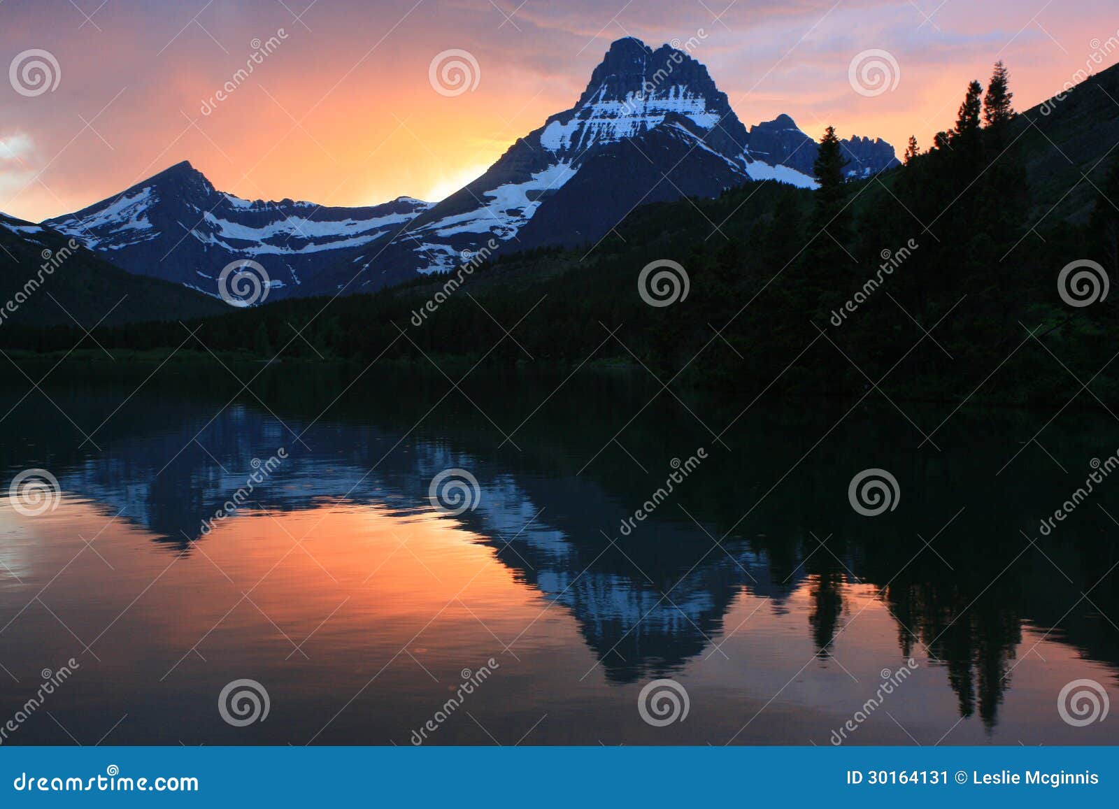 swift current lake at sunset glacier national park