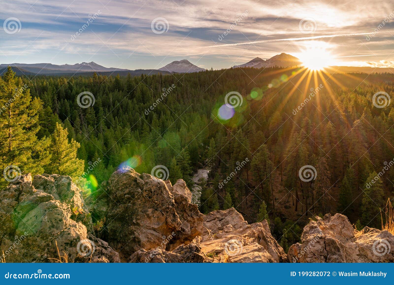 The Sun Sets Over Three Sisters Mountains in Bend Oregon Stock Photo Image of cascade, nature