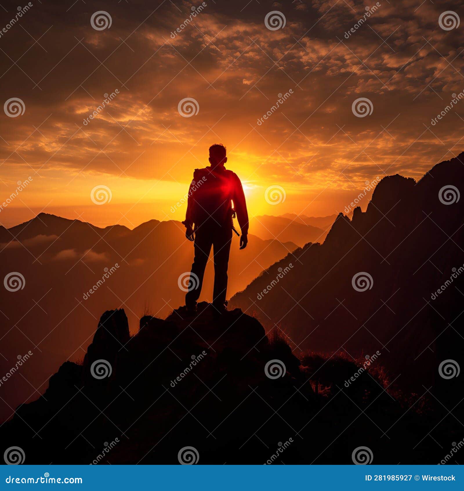 The Sun Setting on a Person with Their Back To Camera Stock Image ...