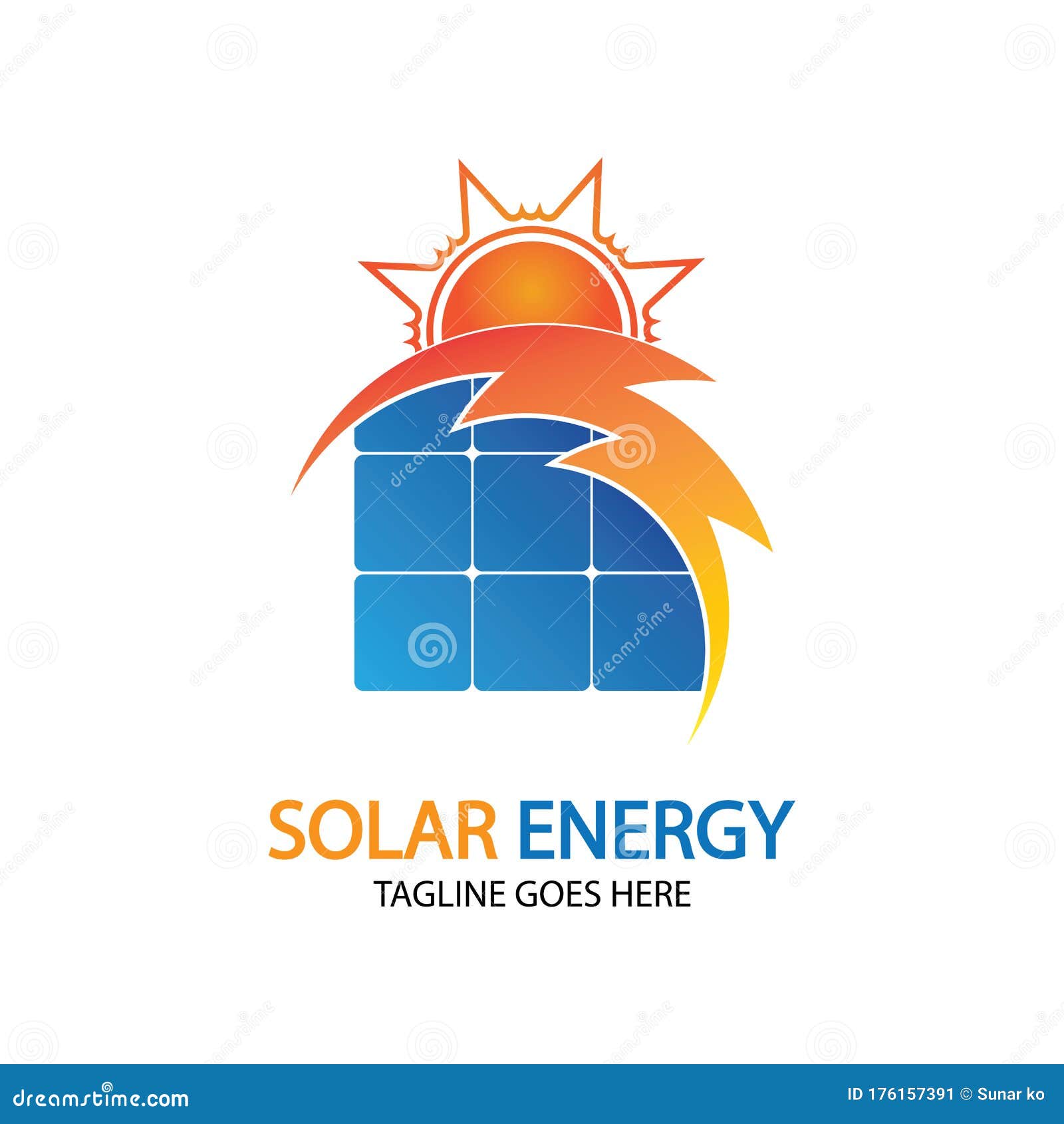 Sun Solar Energy Logo Design Template. Solar Tech Logo Designsv Stock