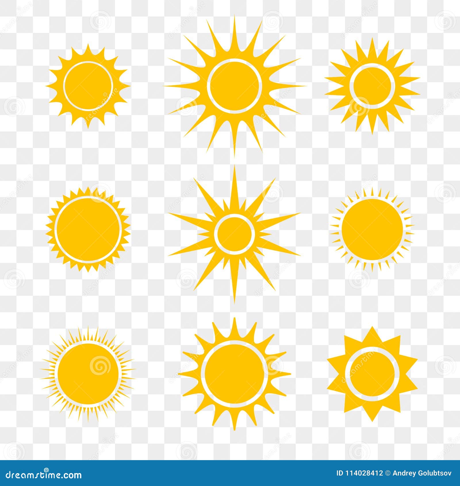sun or star  cartoon yellow flat icons set