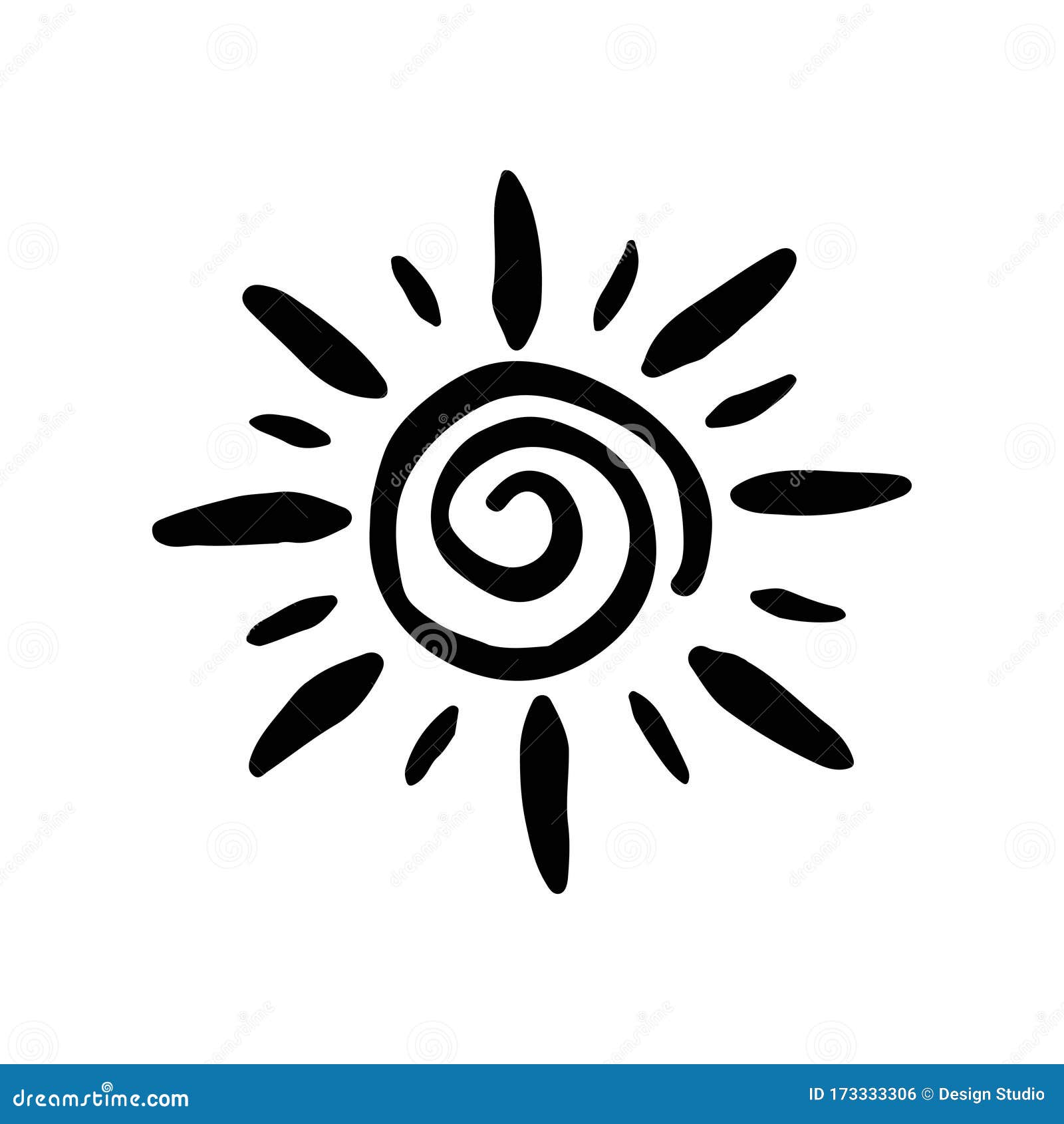 Sun Symbol Handdrawn. Solar Sign Made in Doodle Sketchy Style. Ethnic ...