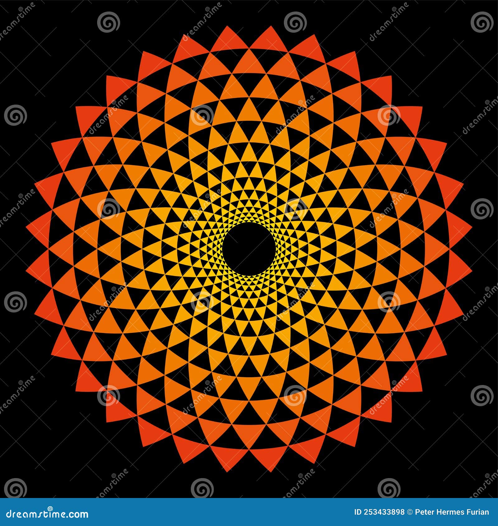 sun  made of fibonacci pattern, sacred geometry