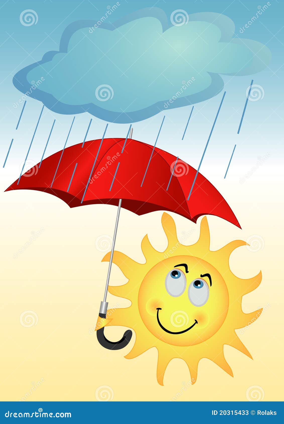 The sun under an umbrella stock vector. Illustration of sunshine 20315433