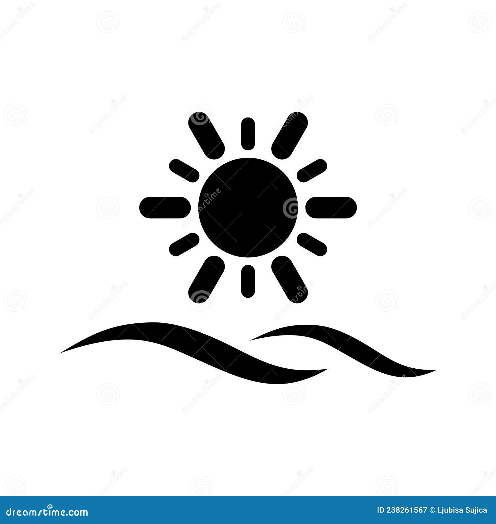 Sun and Wave Logo Design Isolated on White Background Stock Vector ...