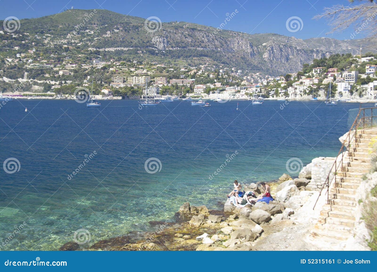 Sunbathers on beach on French Riviera France Stock Photo 