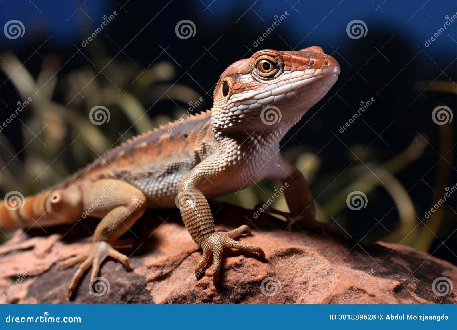 sunbathing lizard skink rests majestically on a sunlit rock formation