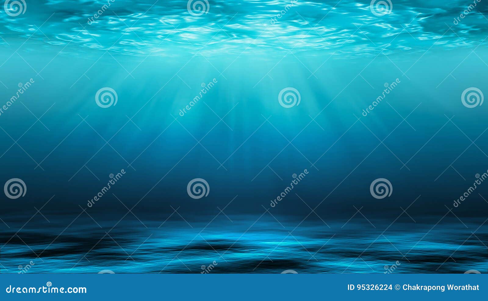 sunbeams and sea deep or ocean underwater as a background.