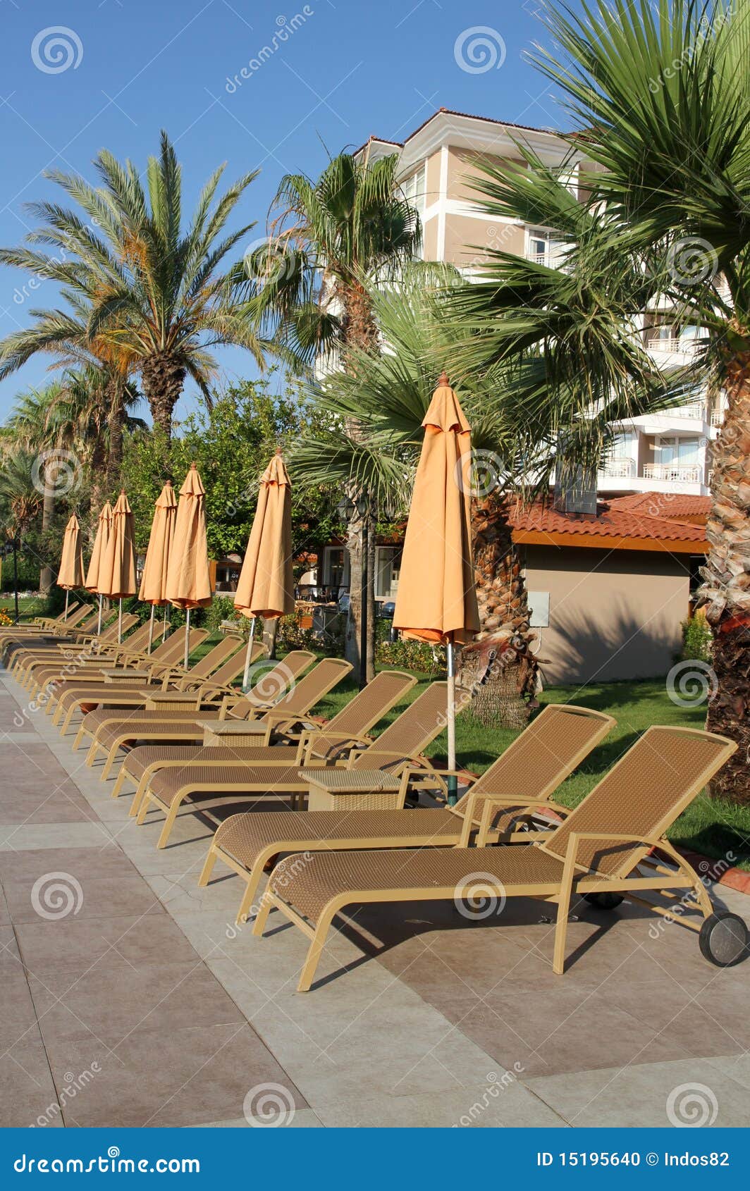 Sunbeds stock photo. Image of hotel, exotic, lounge, parasol 15195640