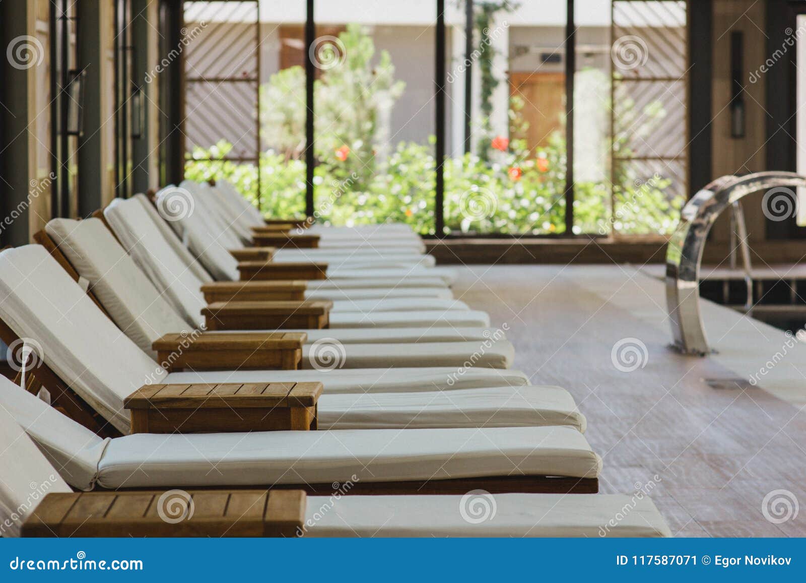Sunbeds in the Indoor Pool, Hotel Territory Stock Image Image of