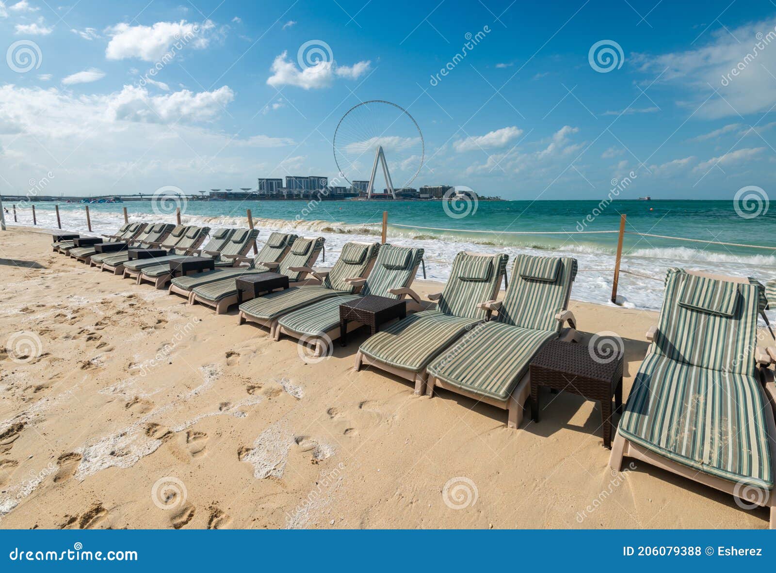 Sunbeds on the Sandy Beach of JBR Dubai UAE Stock Photo Image of sunbeds, sunbed 206079388