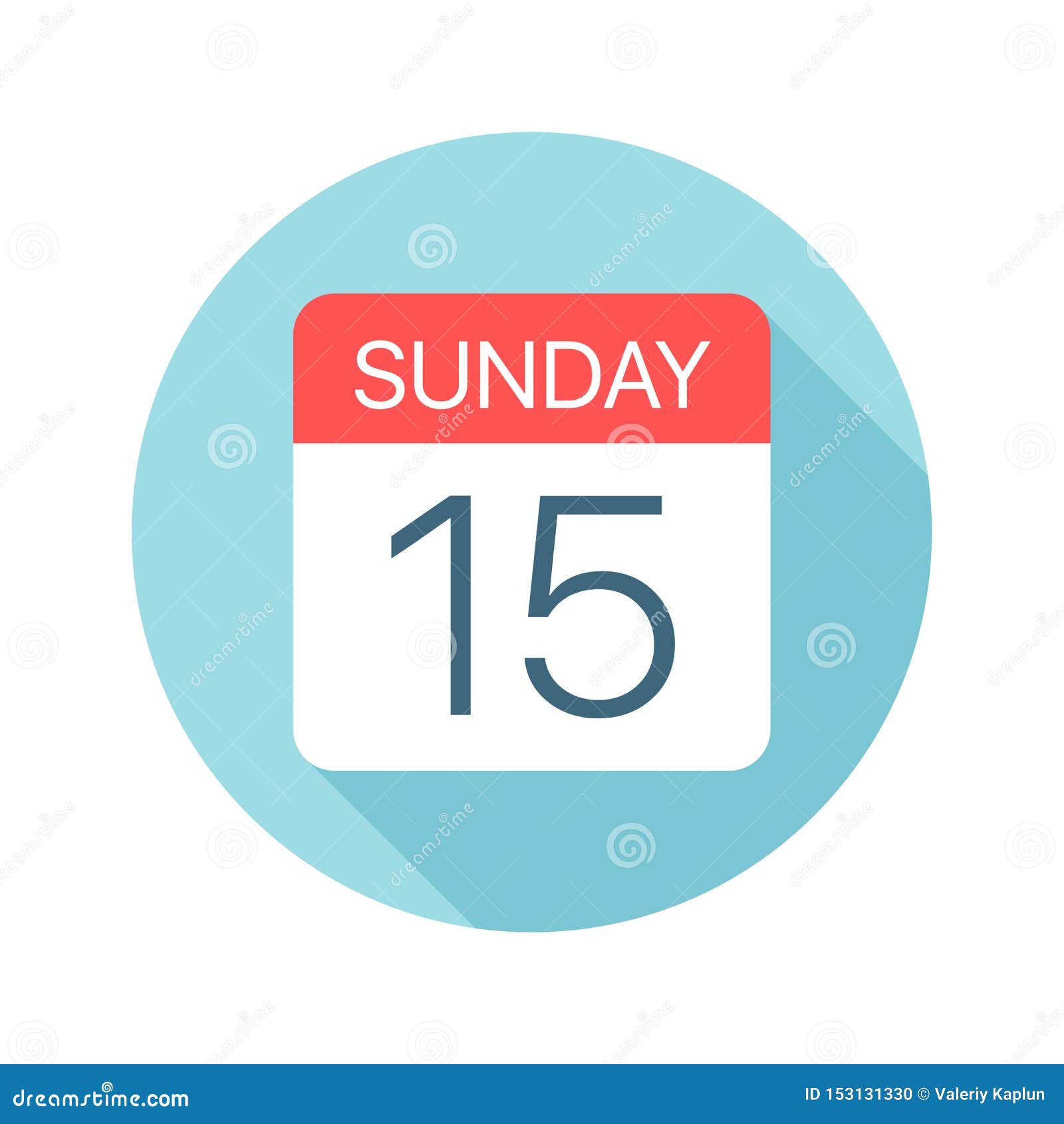 Sunday 15 Calendar Icon. Vector Illustration of One Day of Week Stock