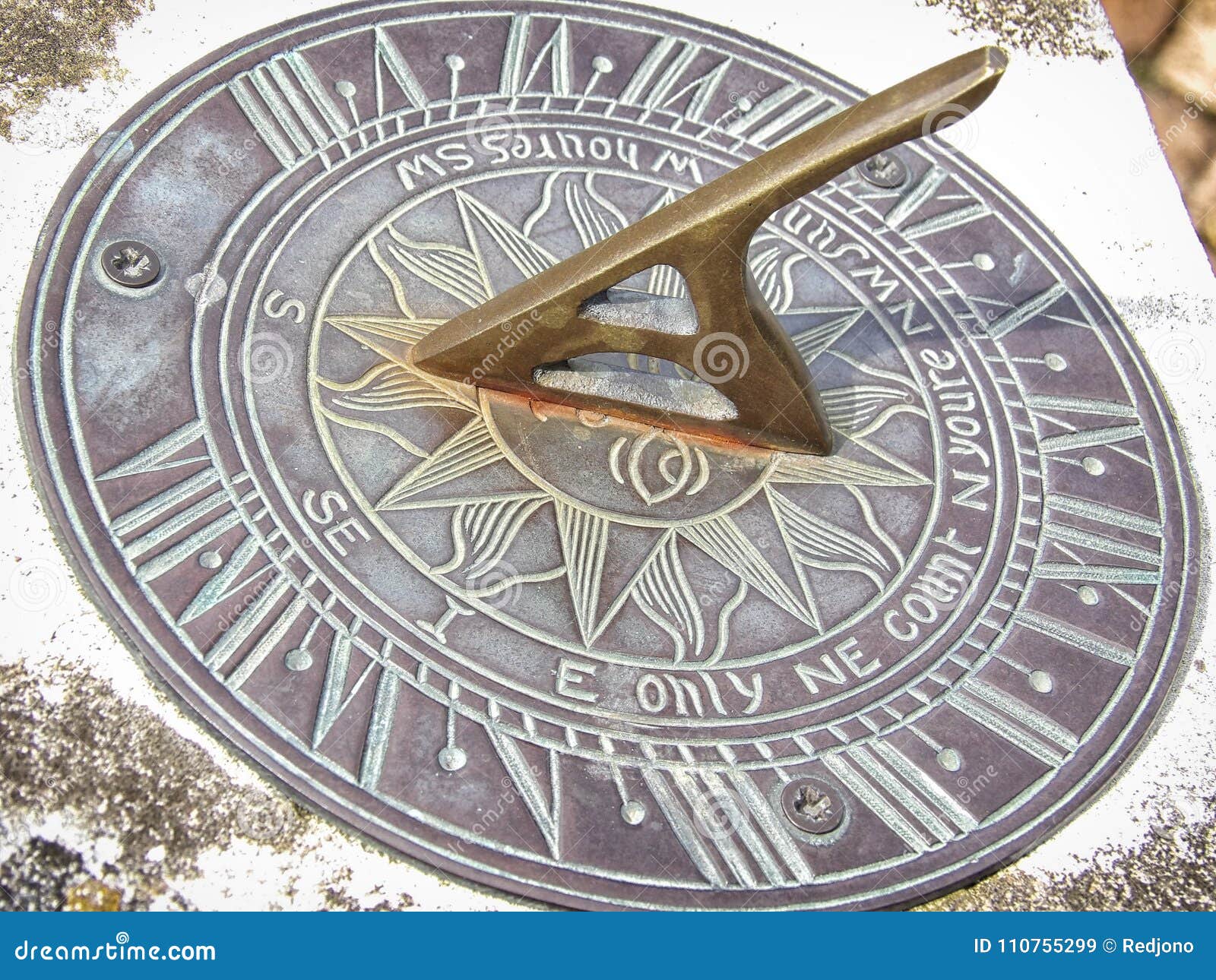 Sundial Clock Face With Roman Numerals Stock Image - Image of clocks