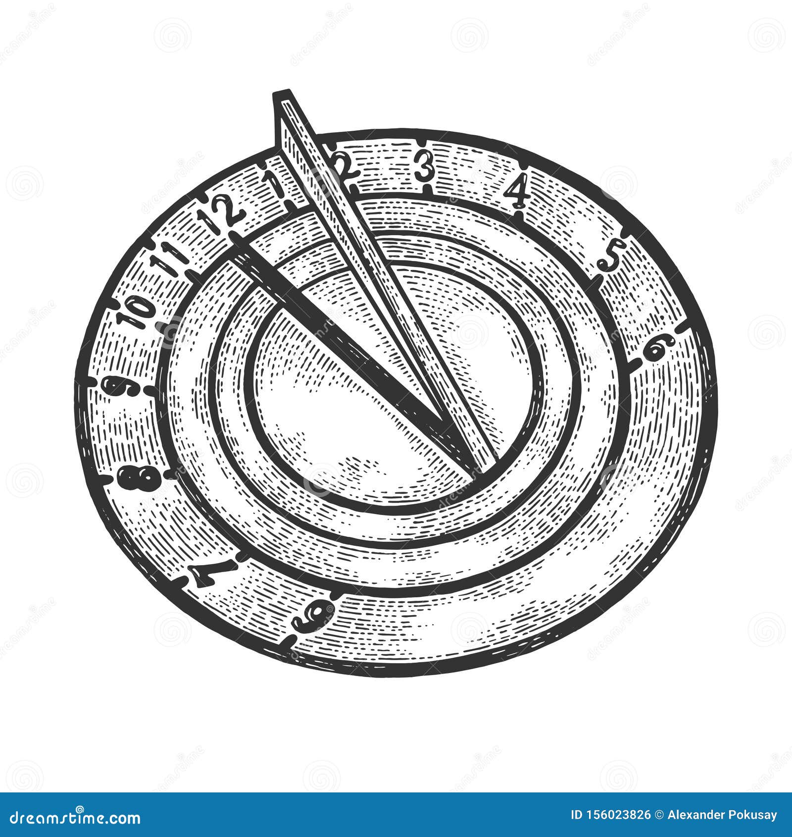 Sundial Watch Sketch Engraving Vector Stock Vector Illustration of