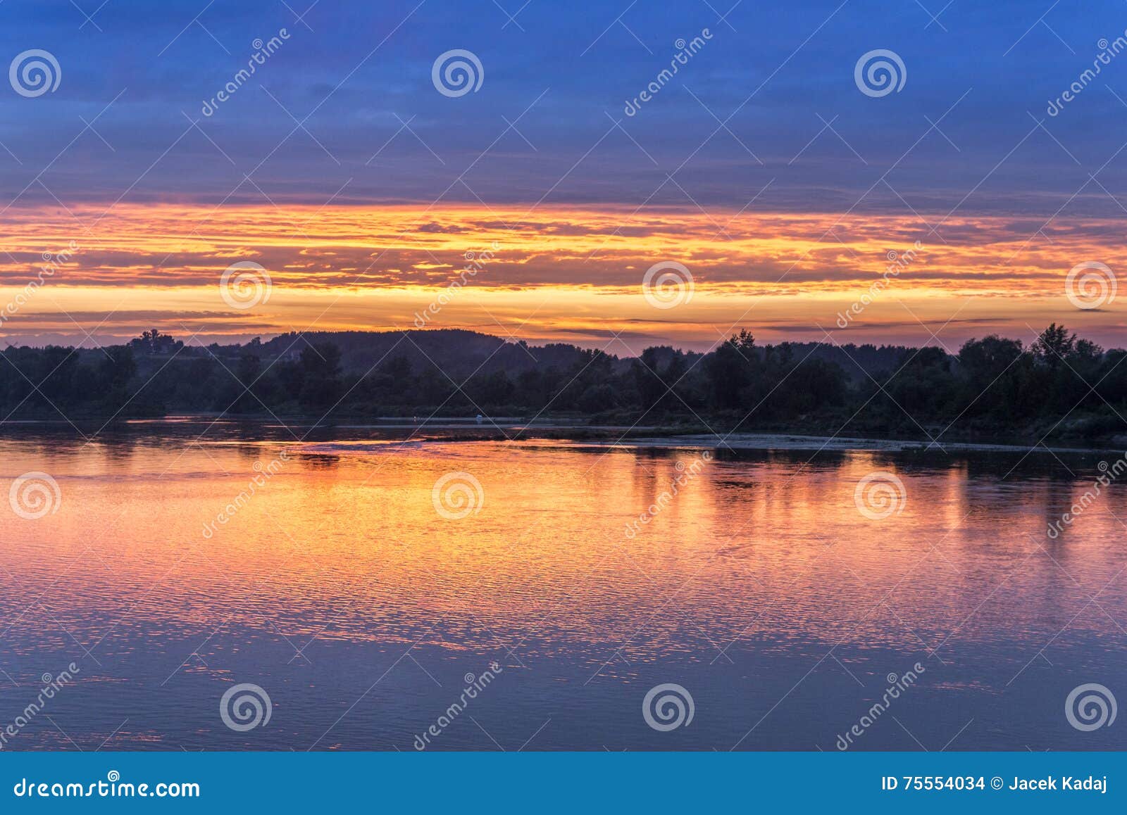 sundown over vistula river