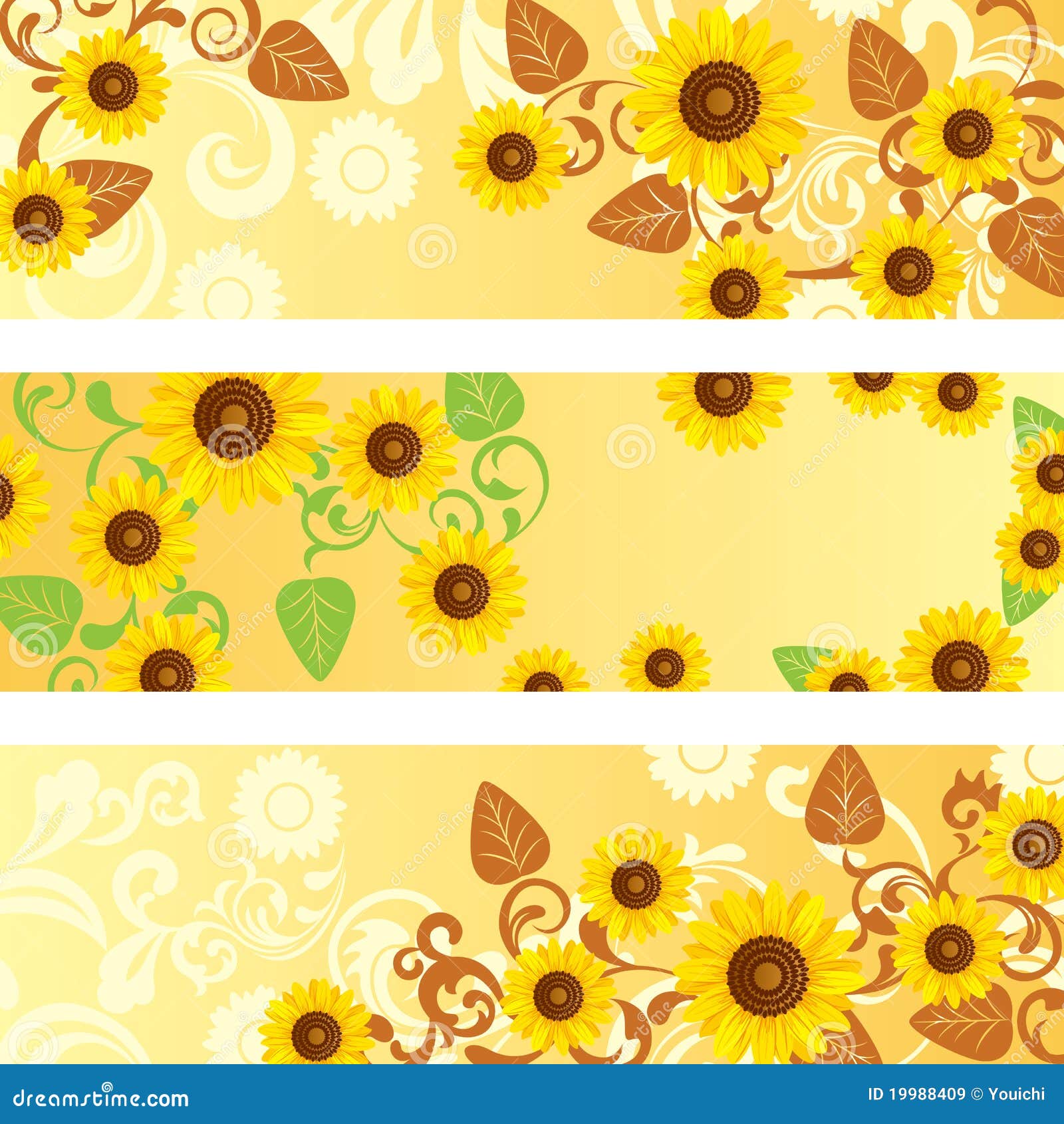 Sunflower Banners Set stock vector. Illustration of blossom 19988409