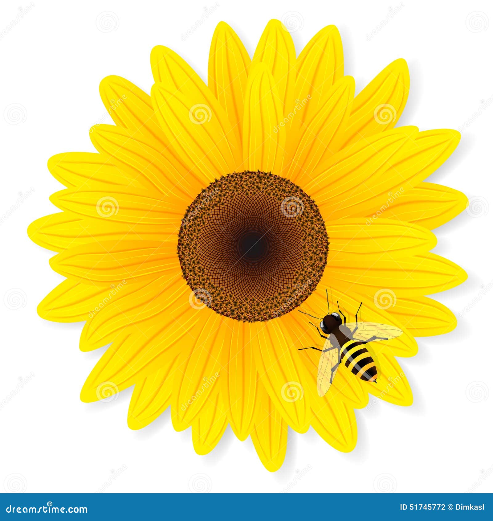 Large Sunflower & Bee Light Blue | Fabric
