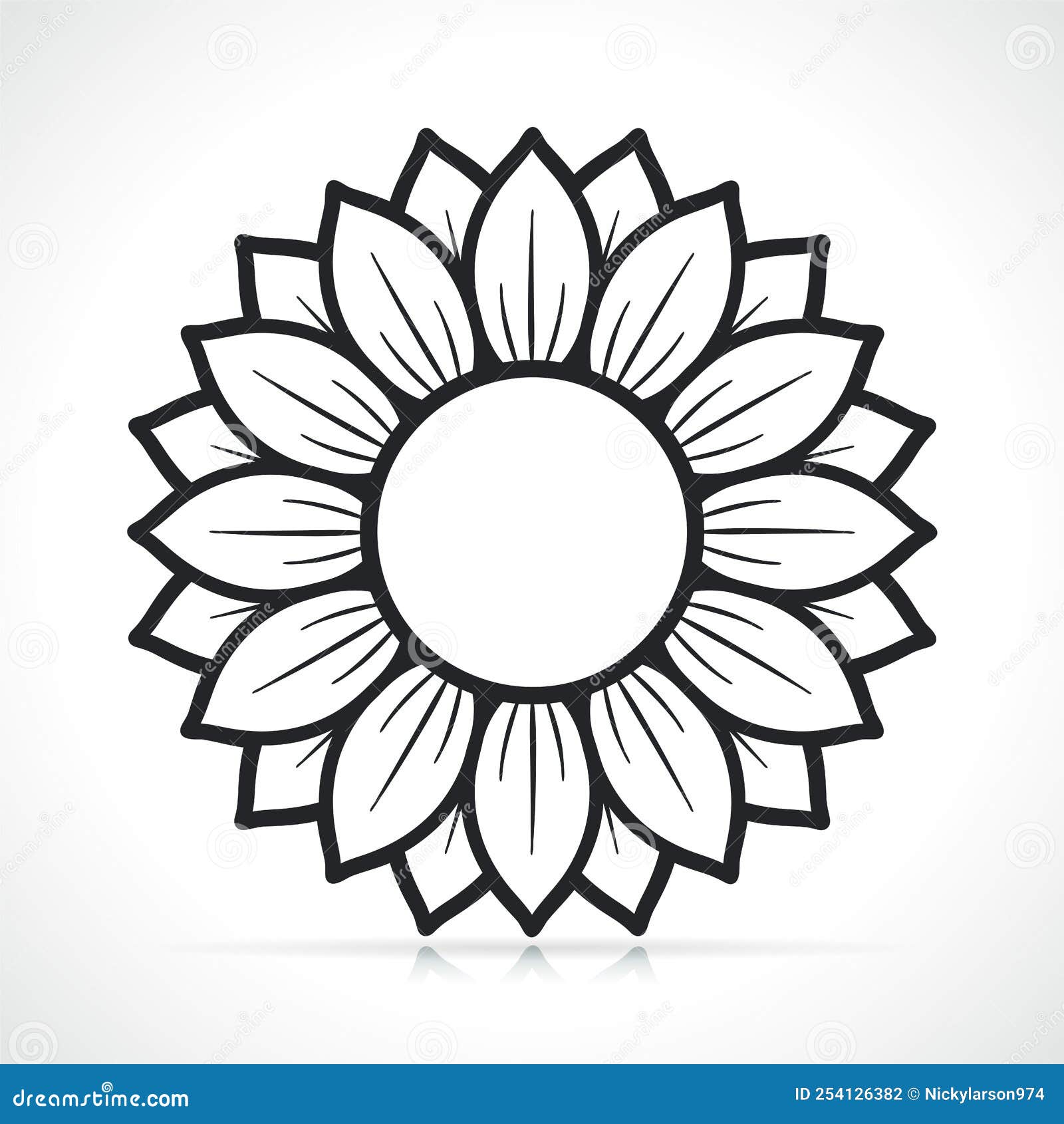Sunflower Black and White Illustration Stock Vector Illustration of