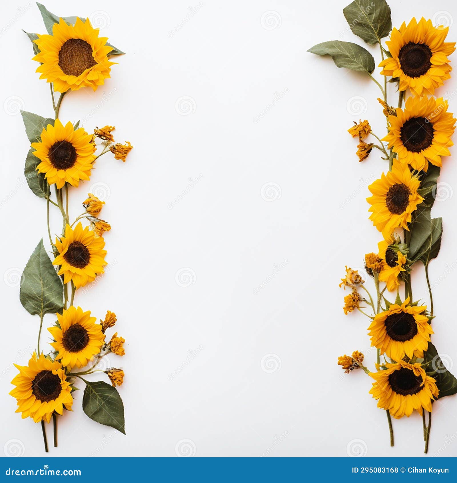 Sunflower Border To Bring You Good Luck and Prosperity Stock