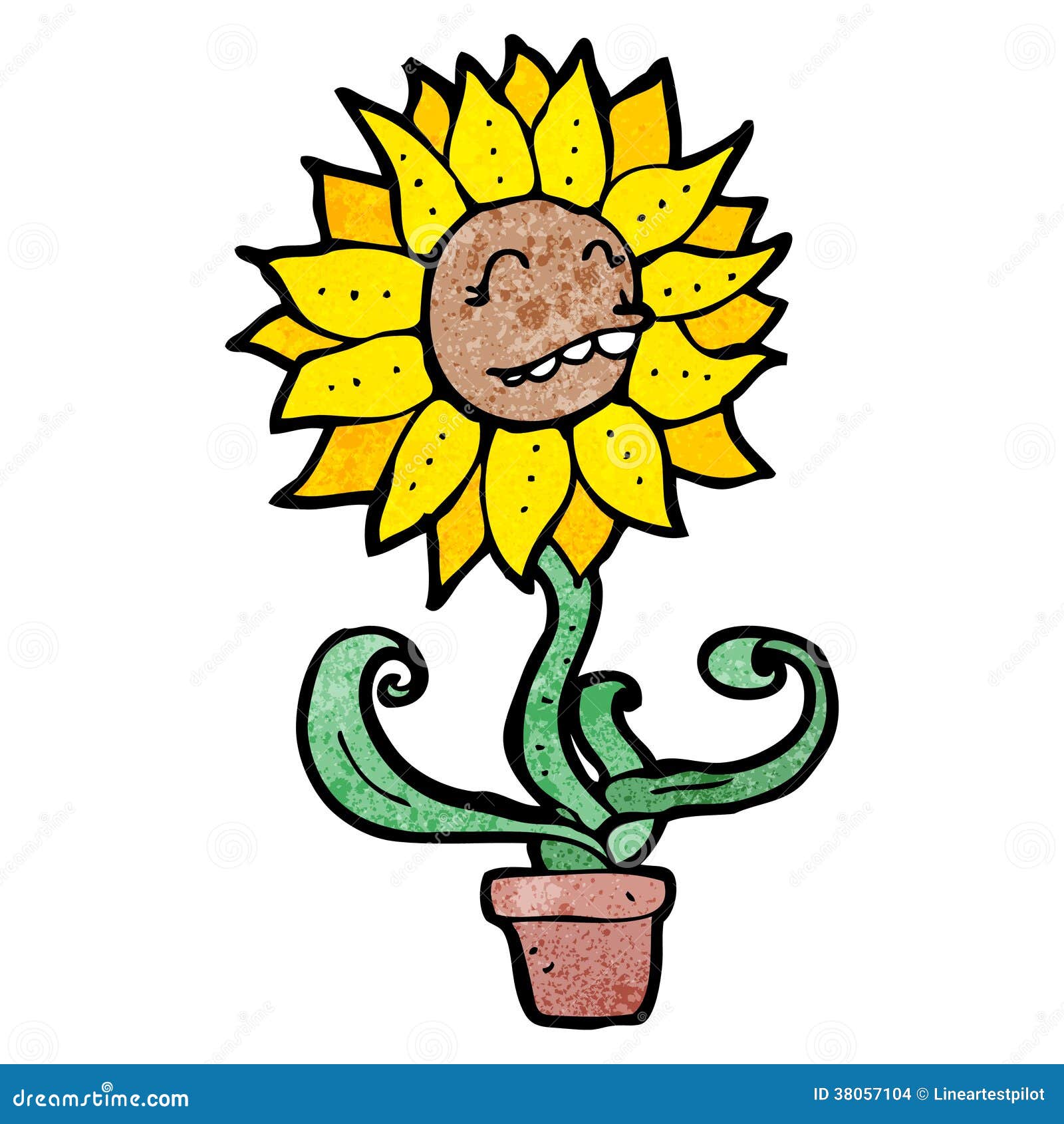 Sunflower Cartoon Character Stock Vector Illustration of happy, drawn