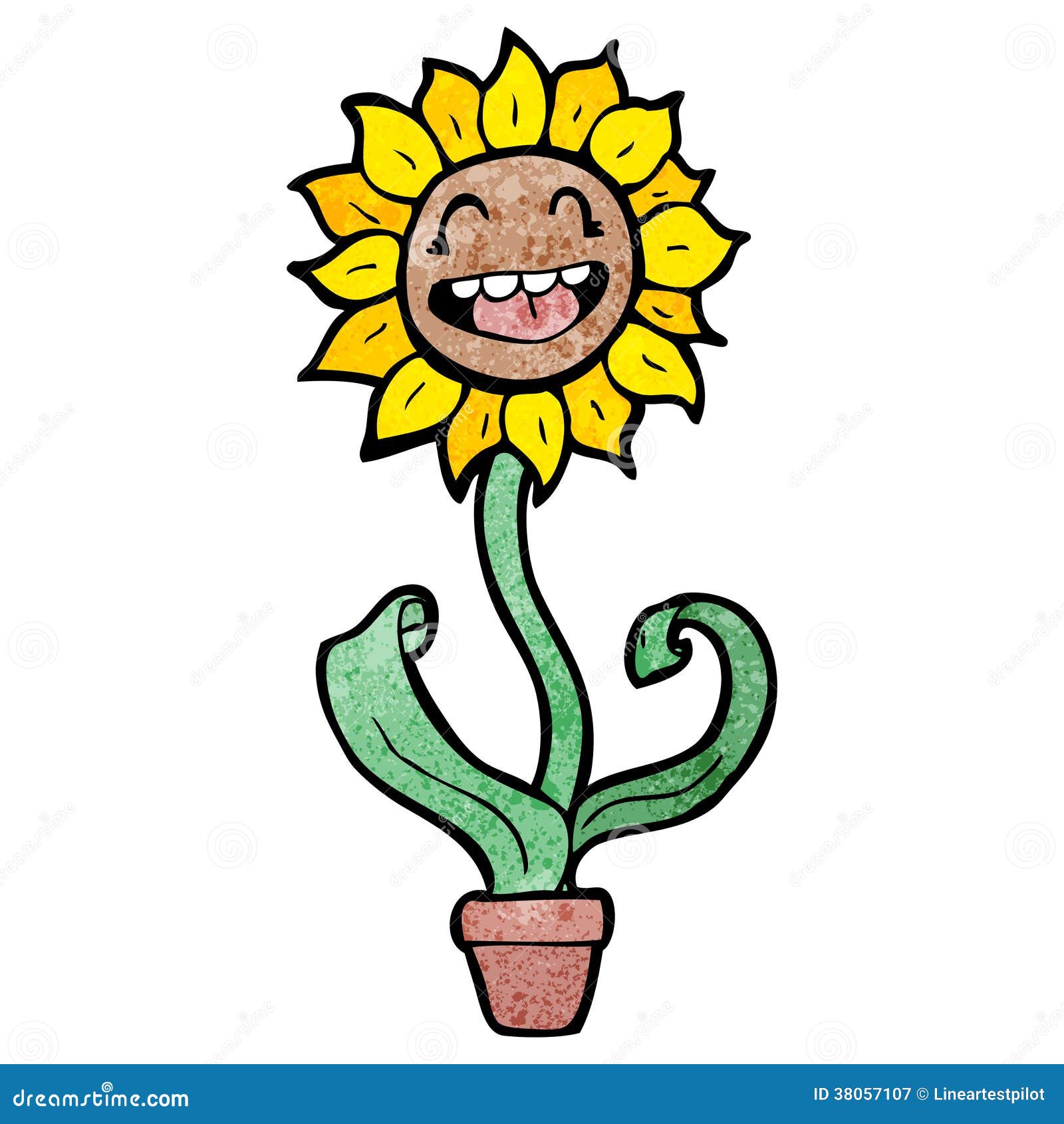 Sunflower Cartoon Character Stock Vector Illustration of clip, happy