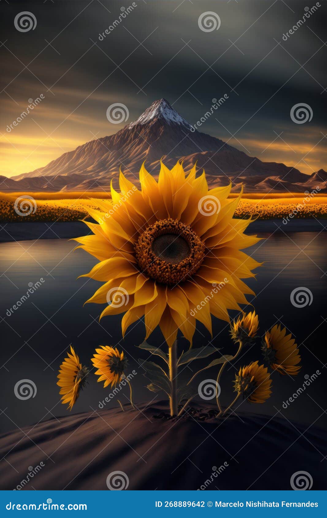 sunflower field in a moutain, girassol no campo e montanha