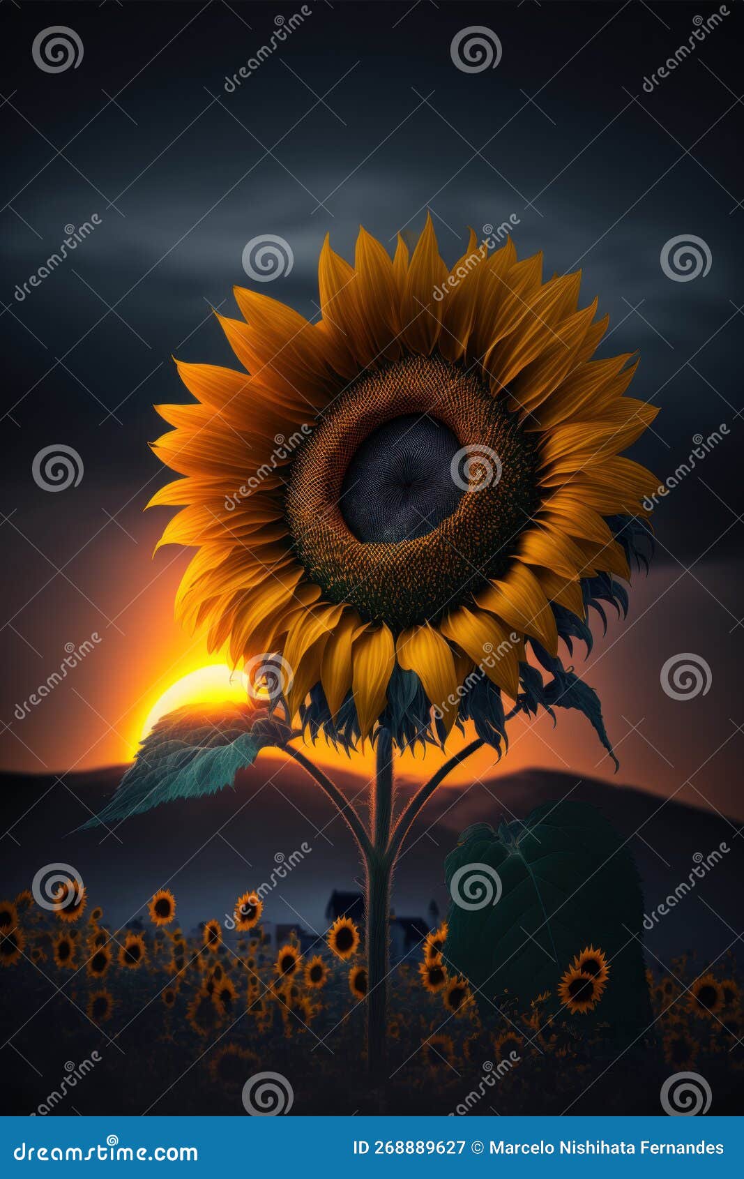 sunflower field in a moutain, girassol no campo e montanha