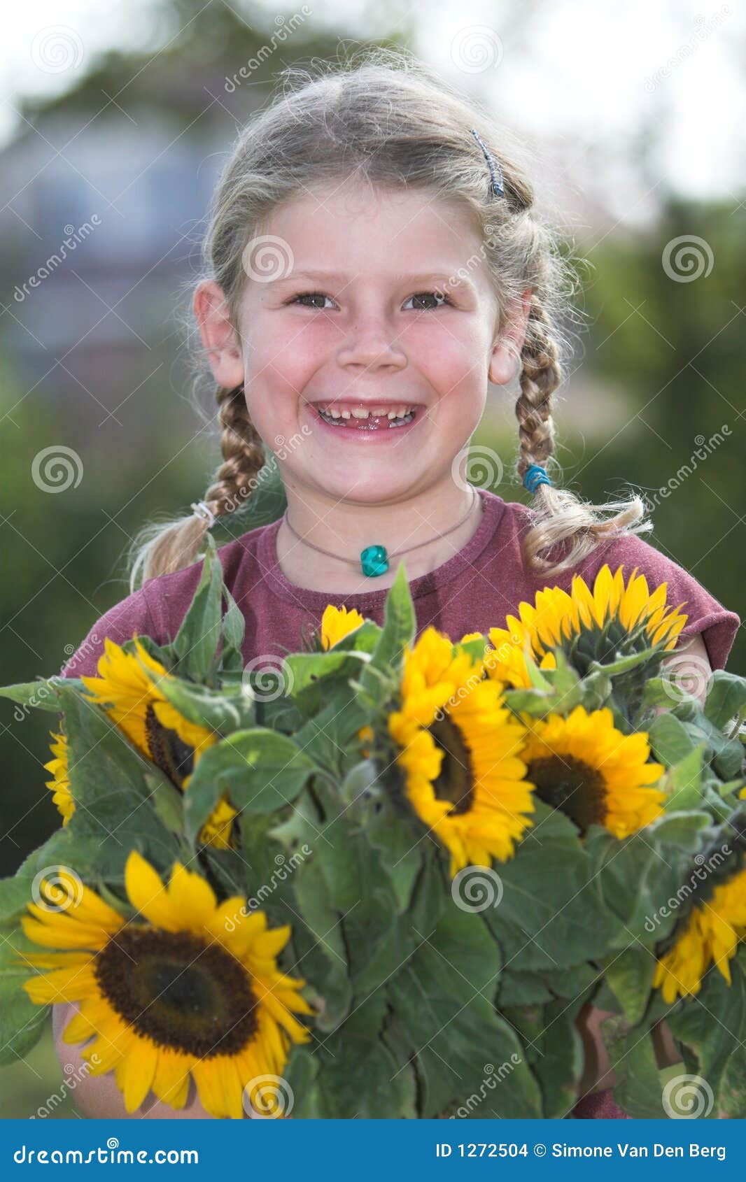 Sunflower girl stock photo. Image of girl, child, sunflowers 1272504