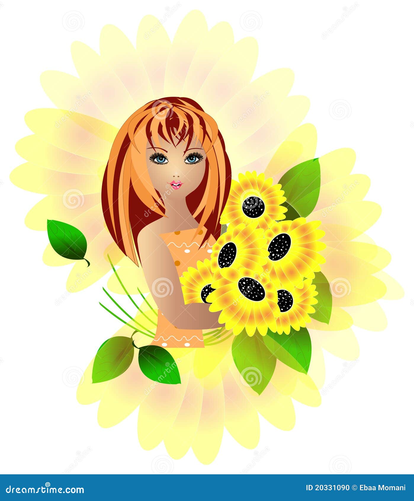Sunflower girl stock illustration. Illustration of spring 20331090