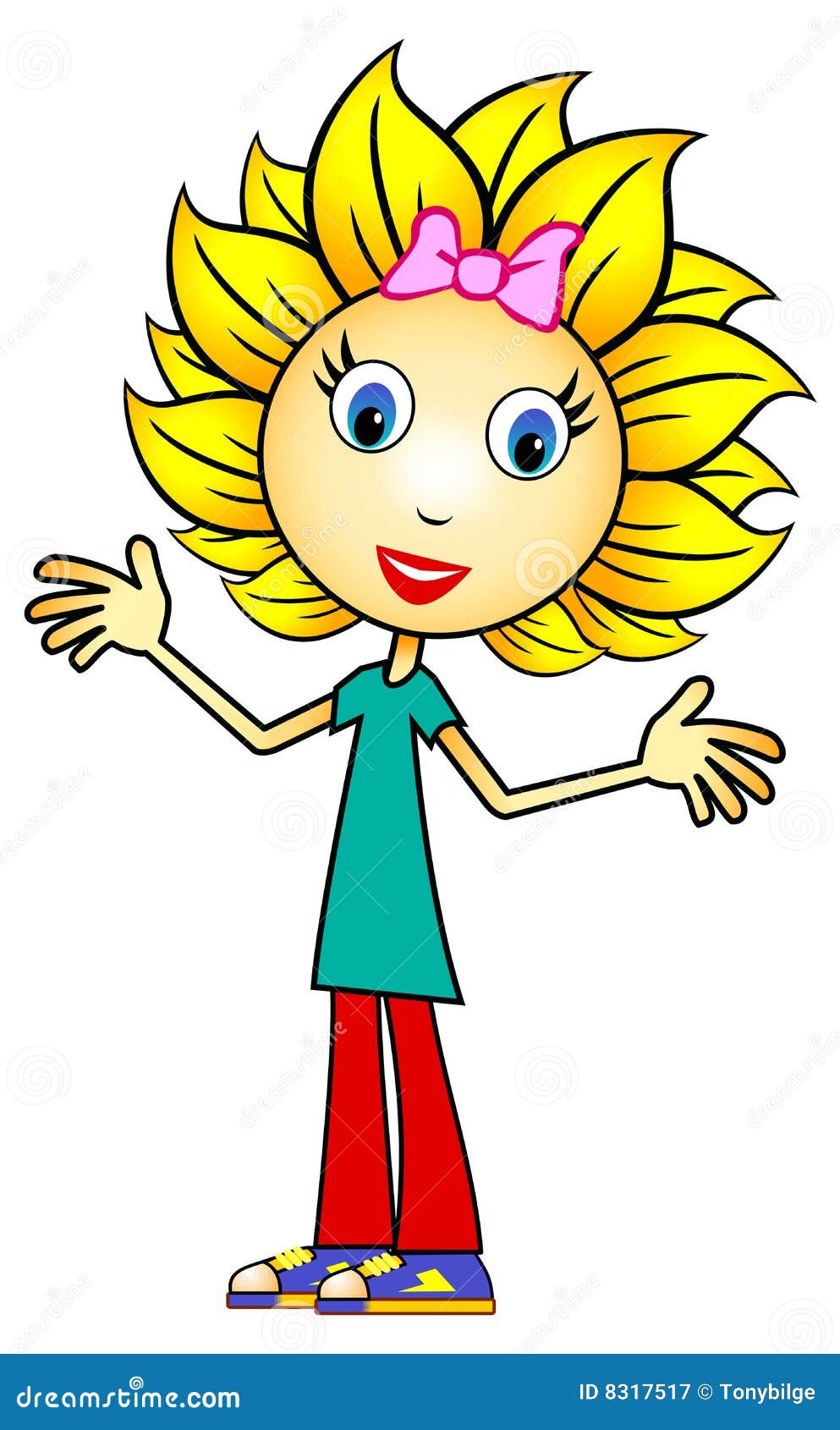 Sunflower Girl stock illustration. Illustration of cartooned 8317517