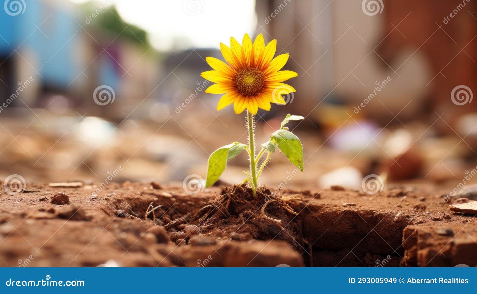 A Sunflower is Growing Out of the Ground Stock Illustration