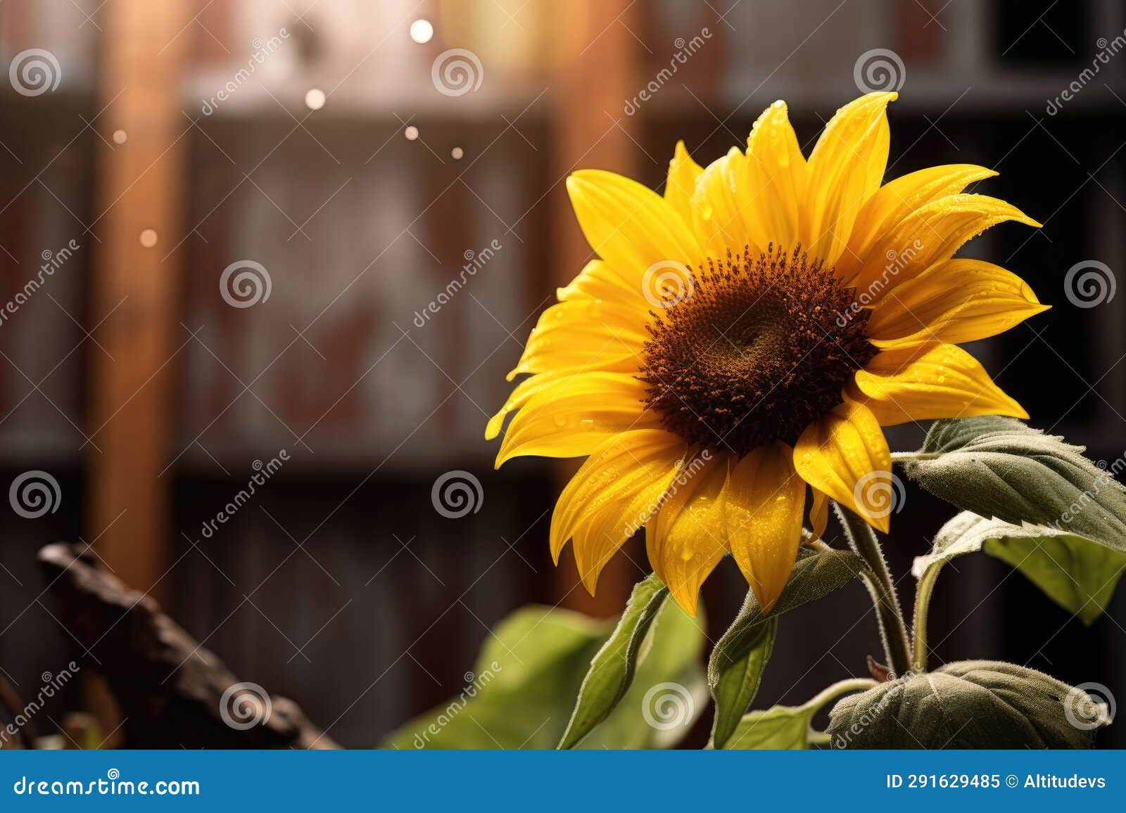 Sunflower Leaning Towards a Smaller Drooping Flower Stock Image Image
