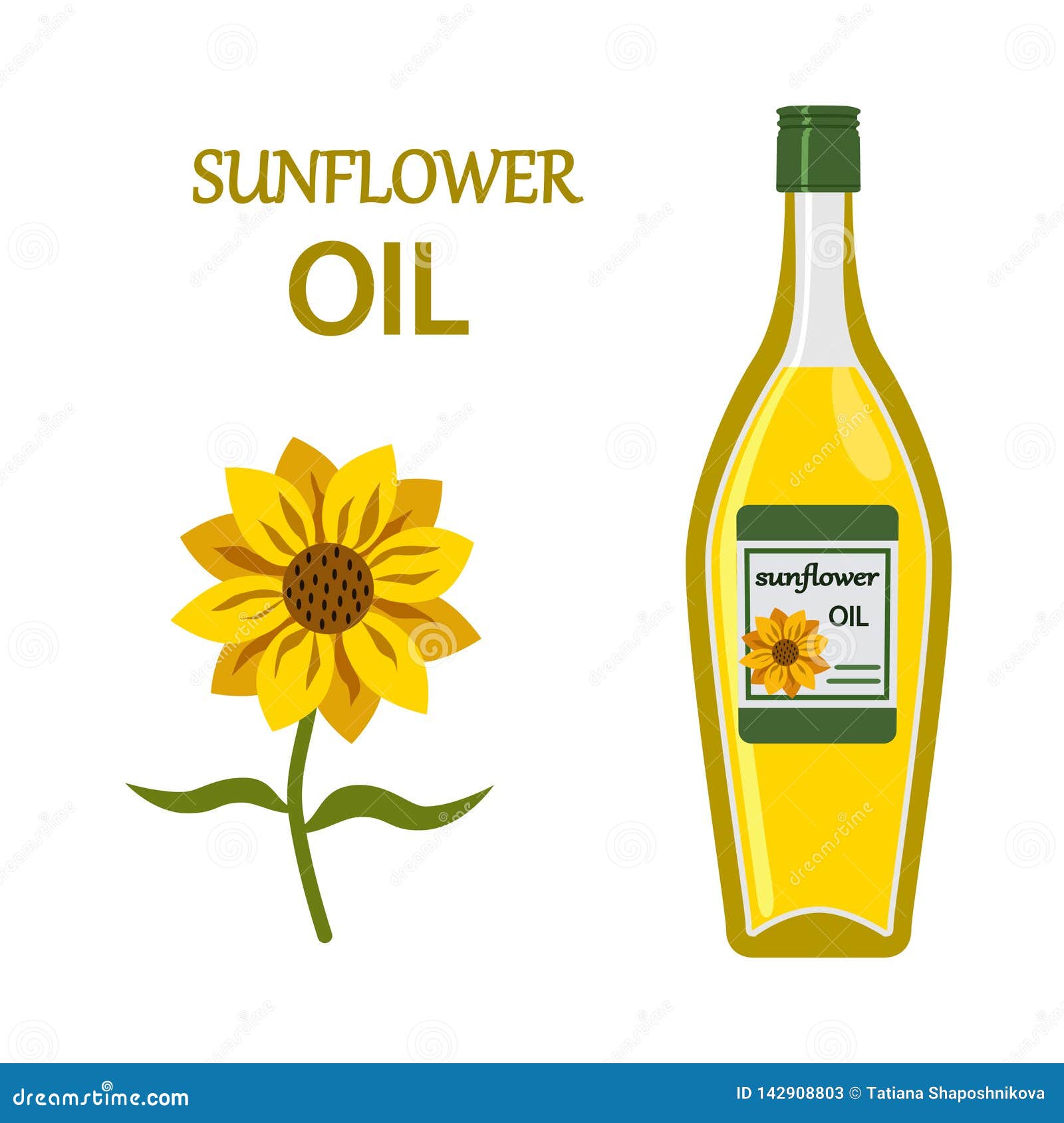 Sunflower oil in bottle stock illustration. Illustration of healthy