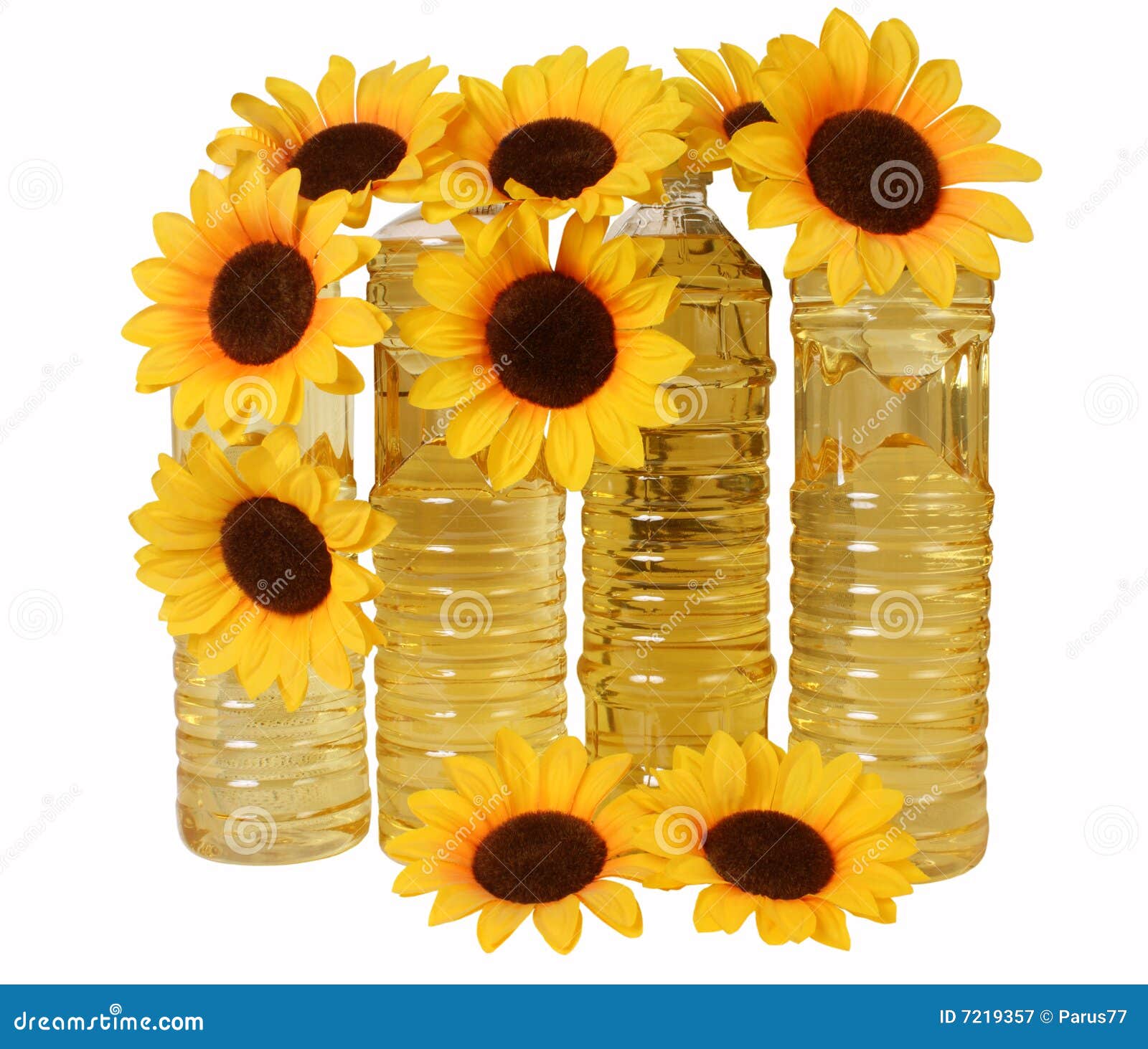 Sunflower oil in bottles stock image. Image of additive 7219357