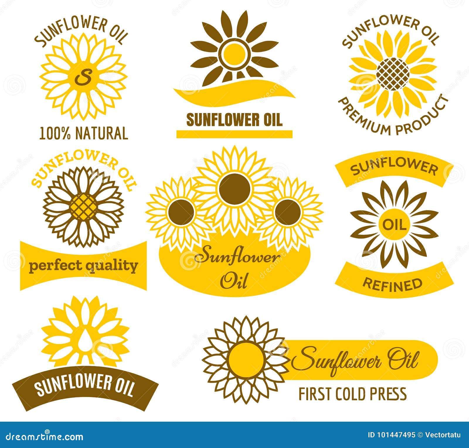 Sunflower oil logo set stock vector. Illustration of element - 101447495