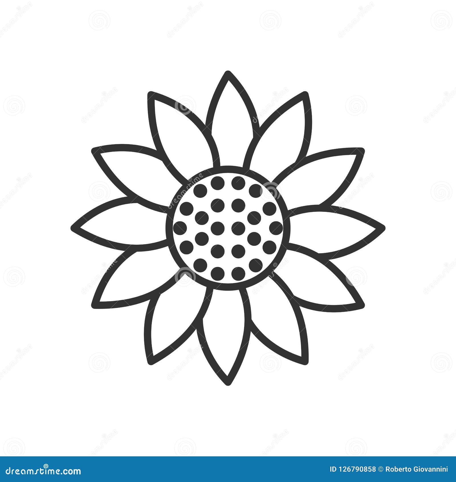 Download Sunflower Outline Icon On White Stock Vector ...