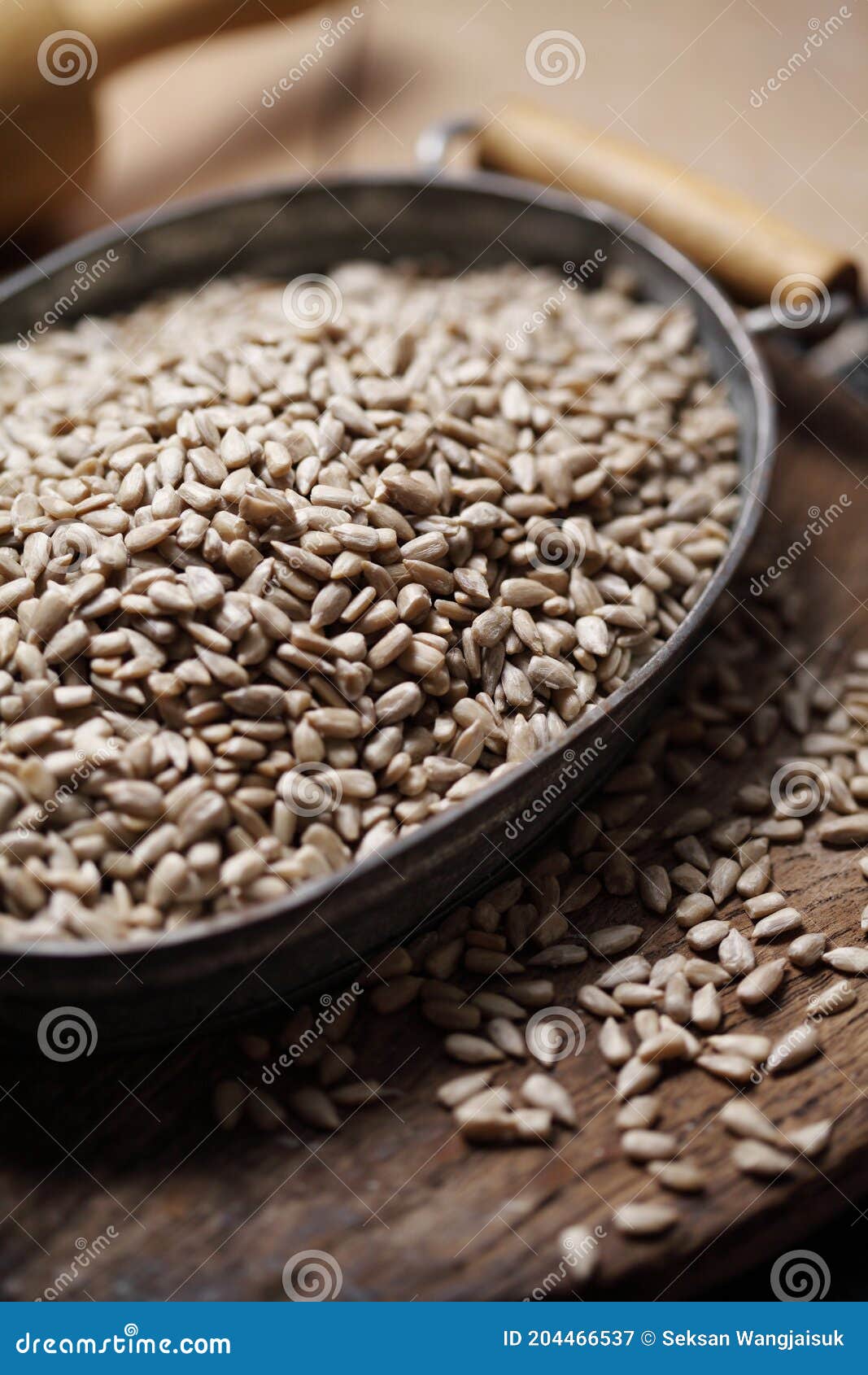 Sunflower Seeds in Iron Tray on Rustic Background Stock Image Image of harvest, seed 204466537