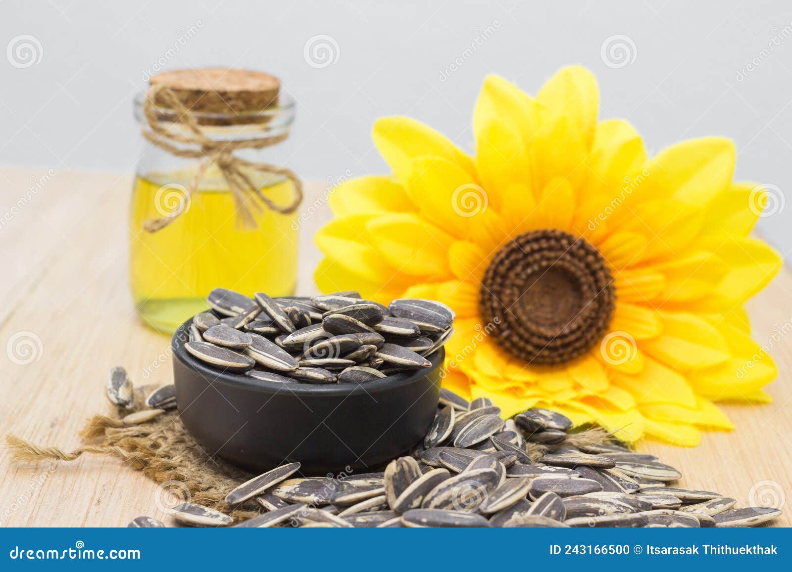 Sunflower seeds and oill stock photo. Image of object 243166500